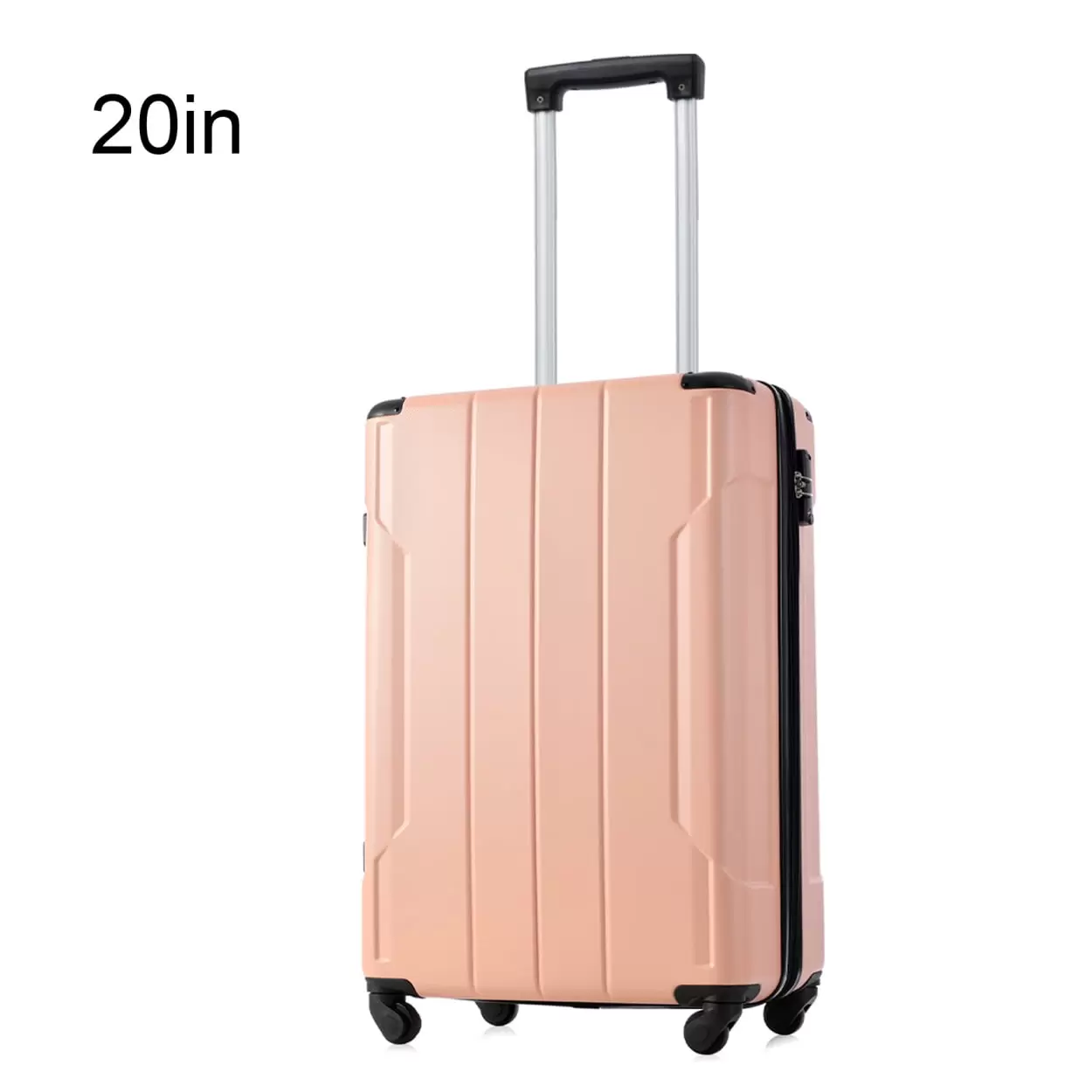 20-Inch Hardshell Luggage with Secure Lock. Single Travel Suitcase with Spinner Wheels. Carry On Luggage Suitcase with Adjustable Telescoping Handle. Pink