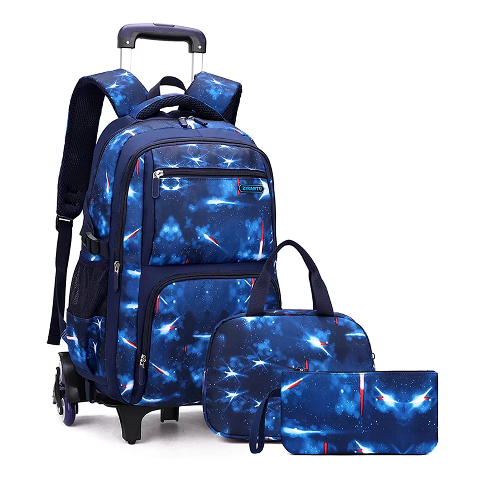 Rolling for Boys Girls Luggage Wheeled Trolley School Bag Bookbag with Lunch Bag Pencil Bag