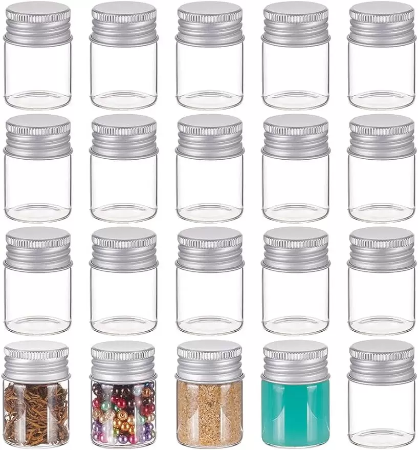 20Pack 15ml Tiny Glass Bottles Sample Vials Bottles with Aluminum Screw Top Lids for DIY Jewelry Accessories