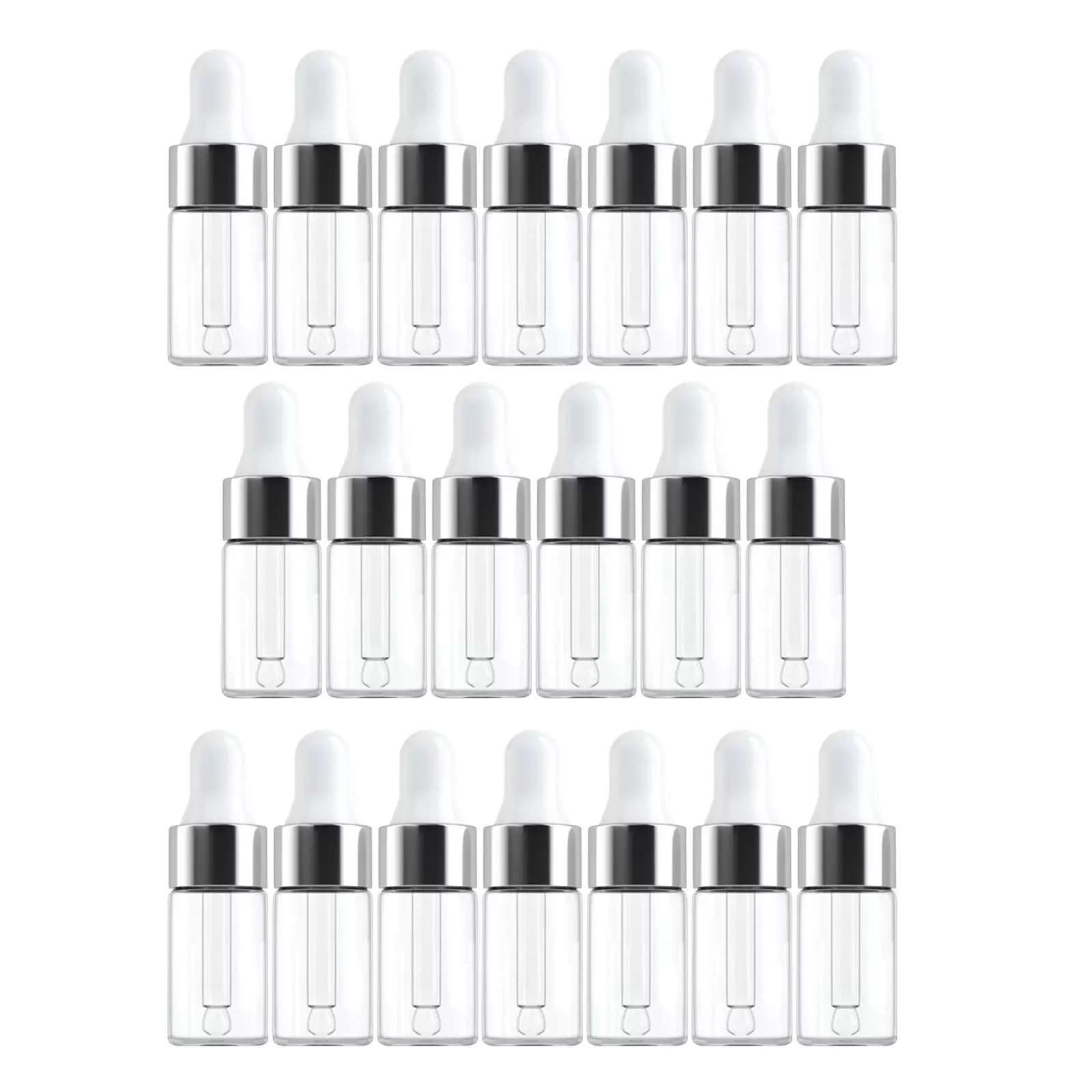 20Pcs Empty Essential Oil Bottle. Refillable Oil Containers Glass Bottle Small Dropper Bottles for Travel Hair Salon .Hotel. SPA .Perfume Oil . 3ML