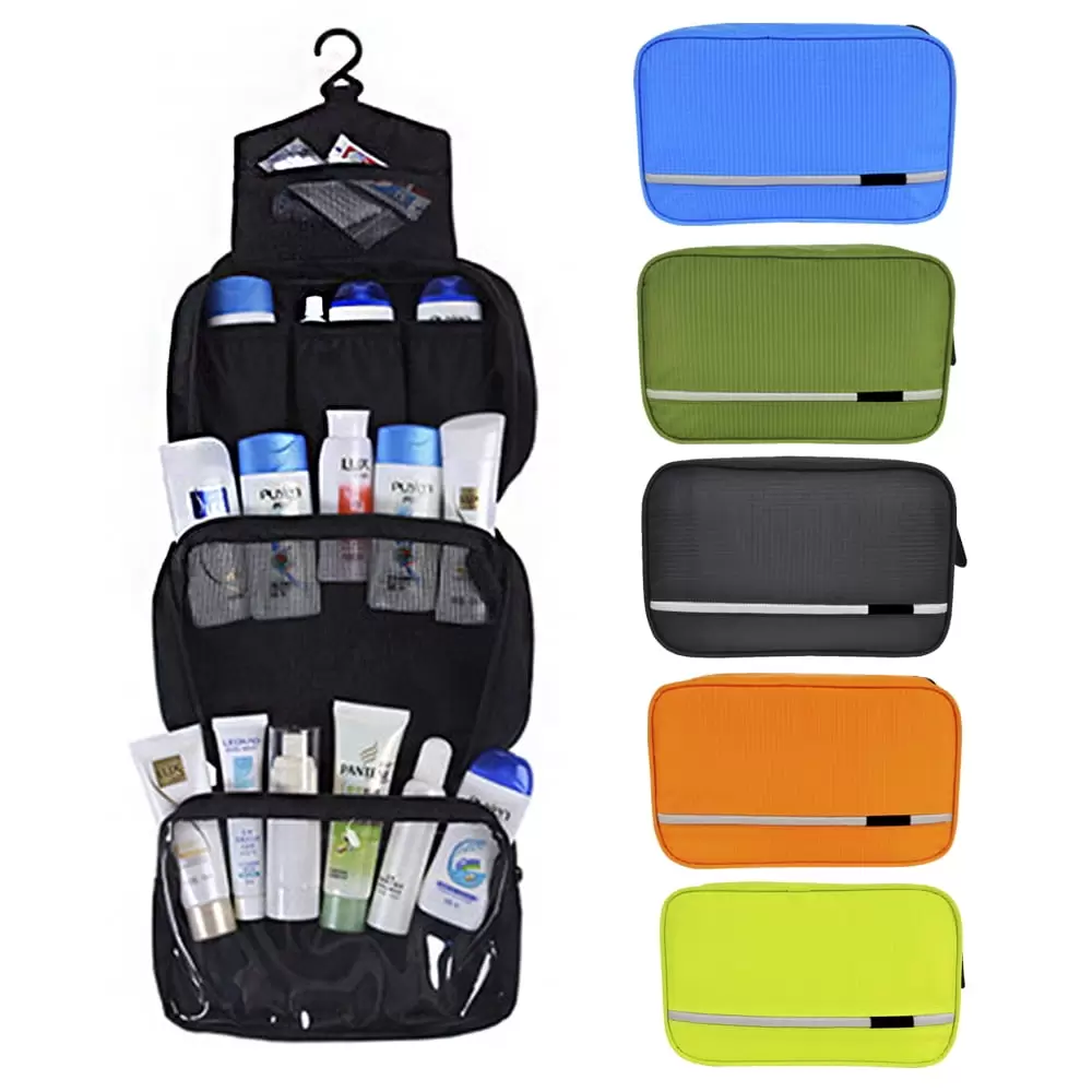 Dicasser Hanging Toiletry Bag Travel Wash Bag for Men and Women with Compartments. Foldable Compact Size. High Quality Zipper 9.45in x 3.94in x 5.9in 5 Colors