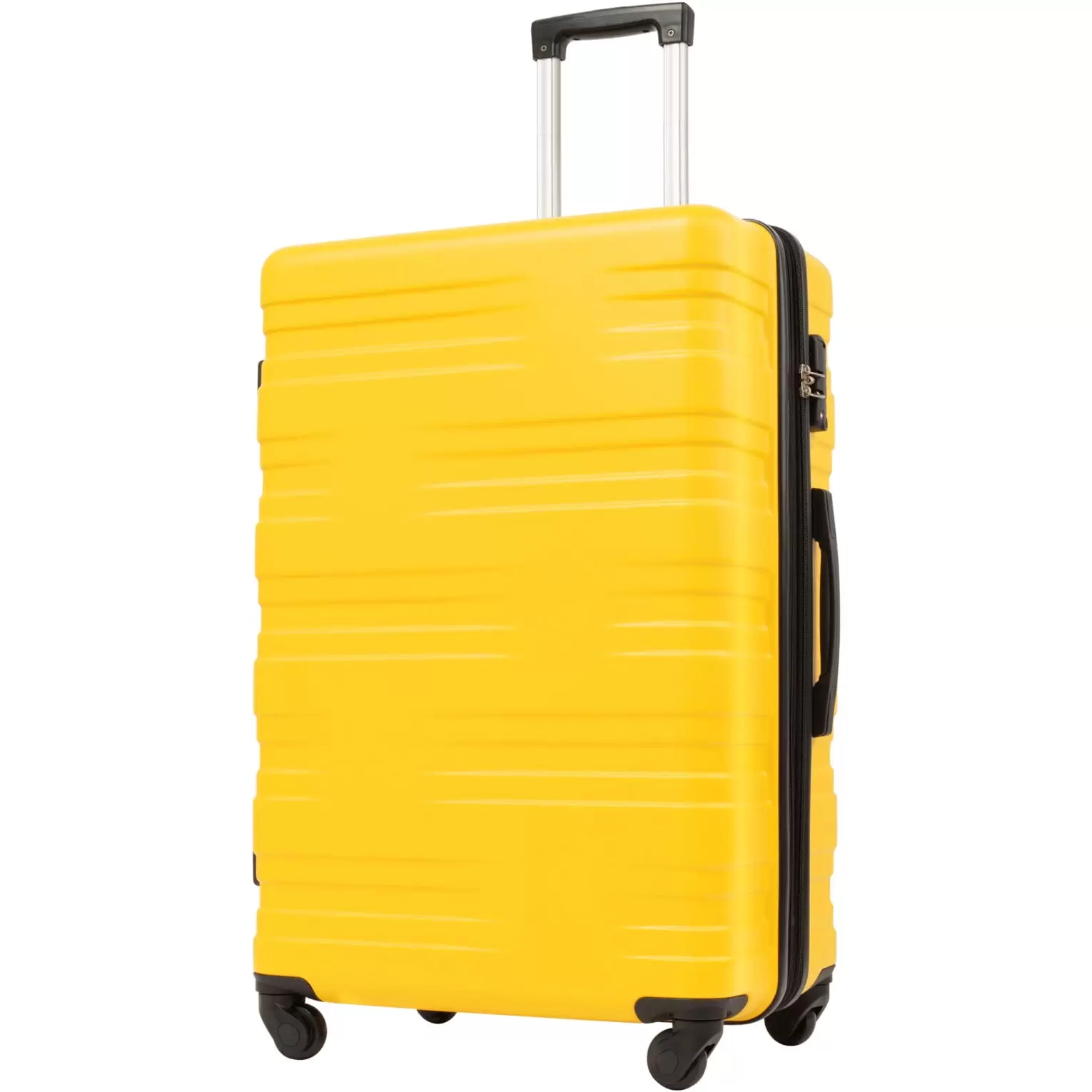 24 Hardshell Luggage. Modern Lightweight Suitcase with 360 Degree Spinner Wheels. TSA Lock. Side Bumper Feet. Expandable ABS Single Luggage for Travel and Storage. Yellow