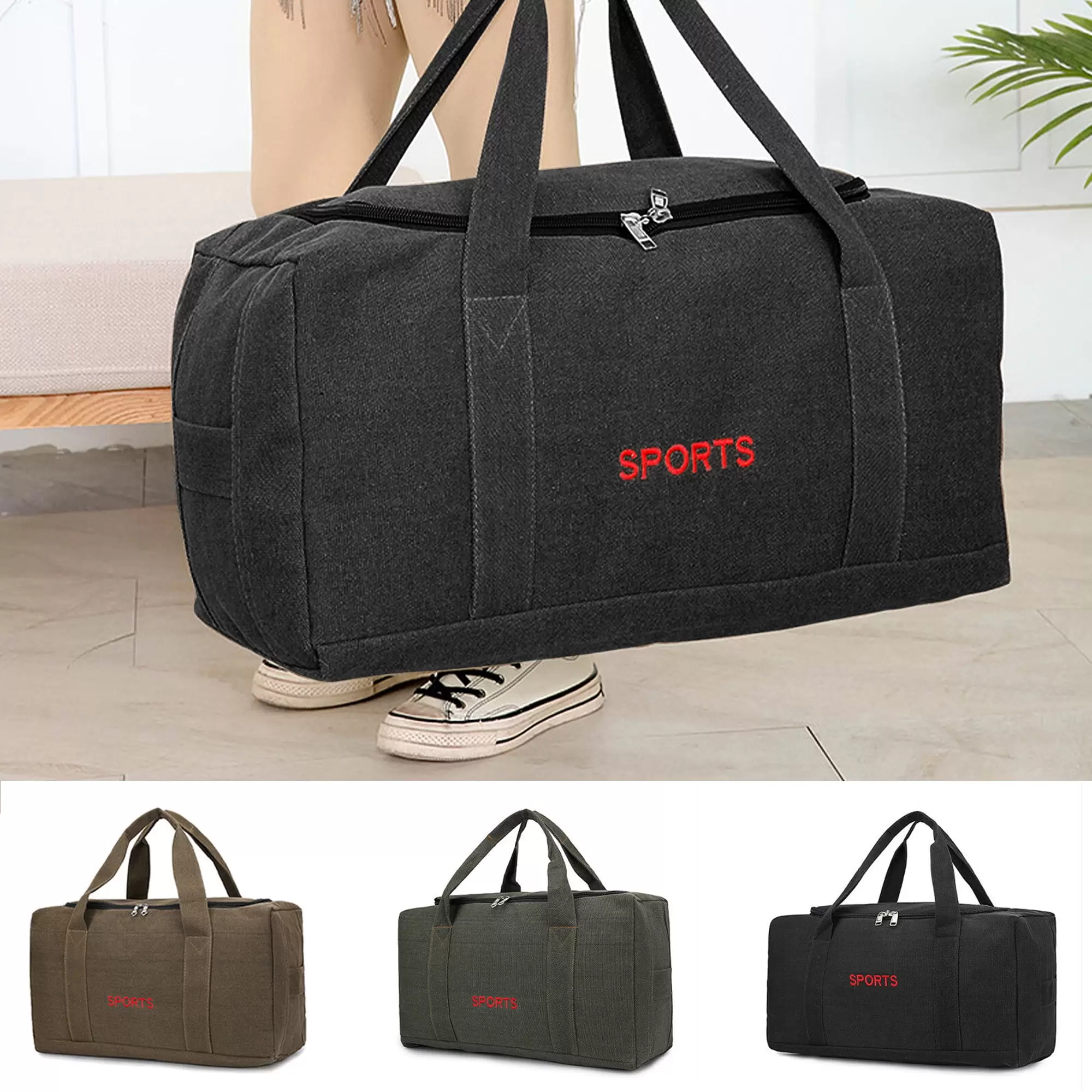 24 Large Duffle Bag 59L Military Canvas Luggage Handbag Durable Weekender Bag For House Moving Gym Travel