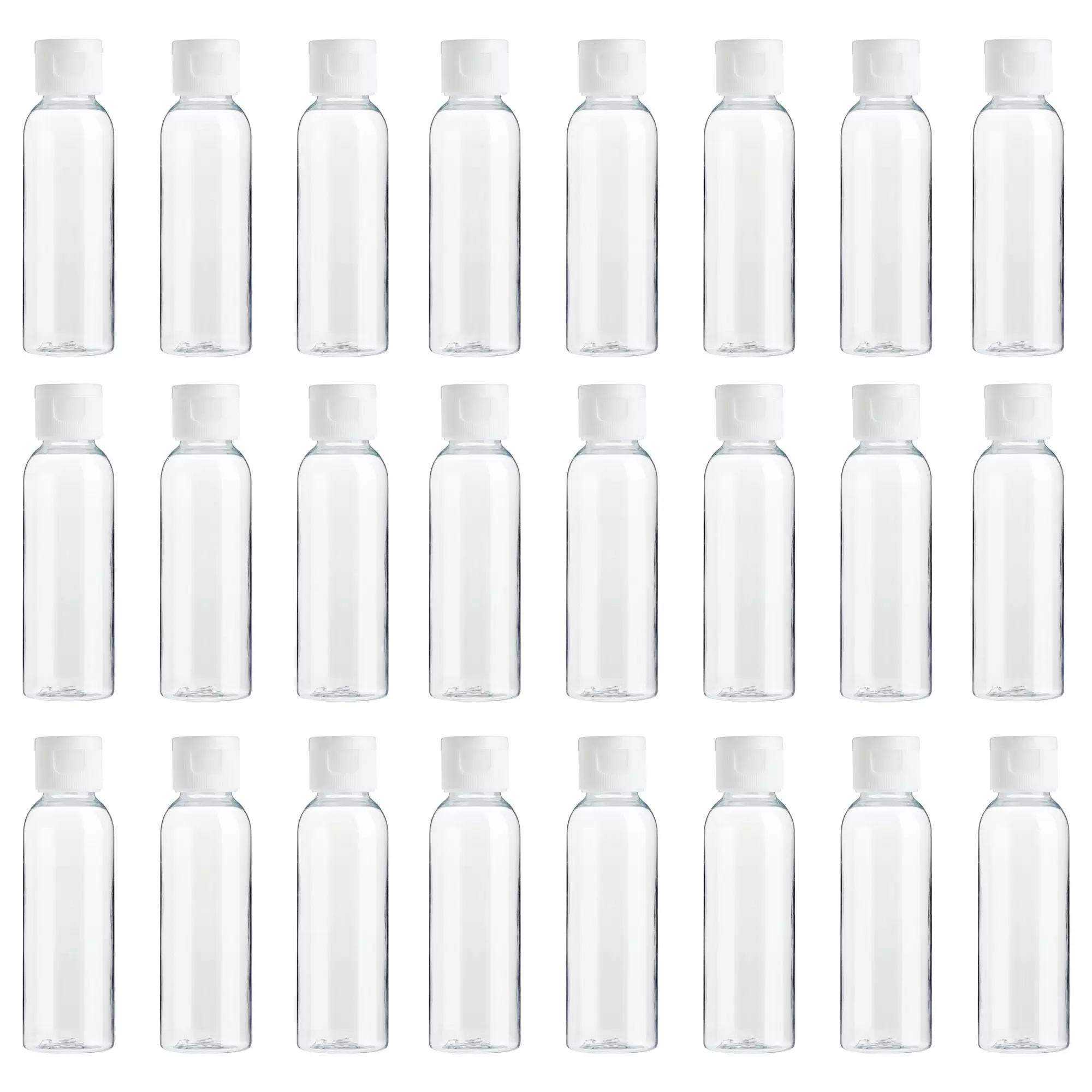 24 Pack Empty 2oz Travel Bottles with Flip Cap. Refillable Containers for Toiletries. Lotion. Liquid