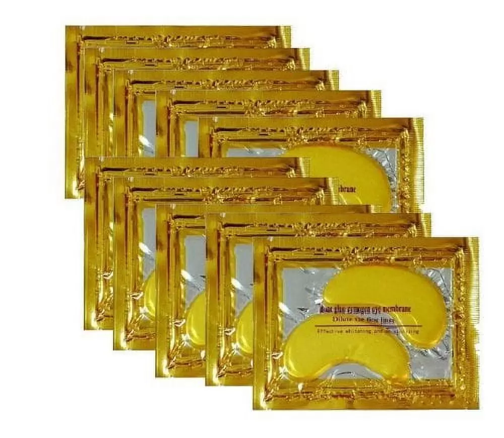 24K Gold Powder Gel Collagen Sheet Patch. Anti Ageing Aging. Remove Bags. Dark Circles & Puffiness. Anti Wrinkle. Moisturising. Uplifting Brightening Eye Mask (10 pairs)