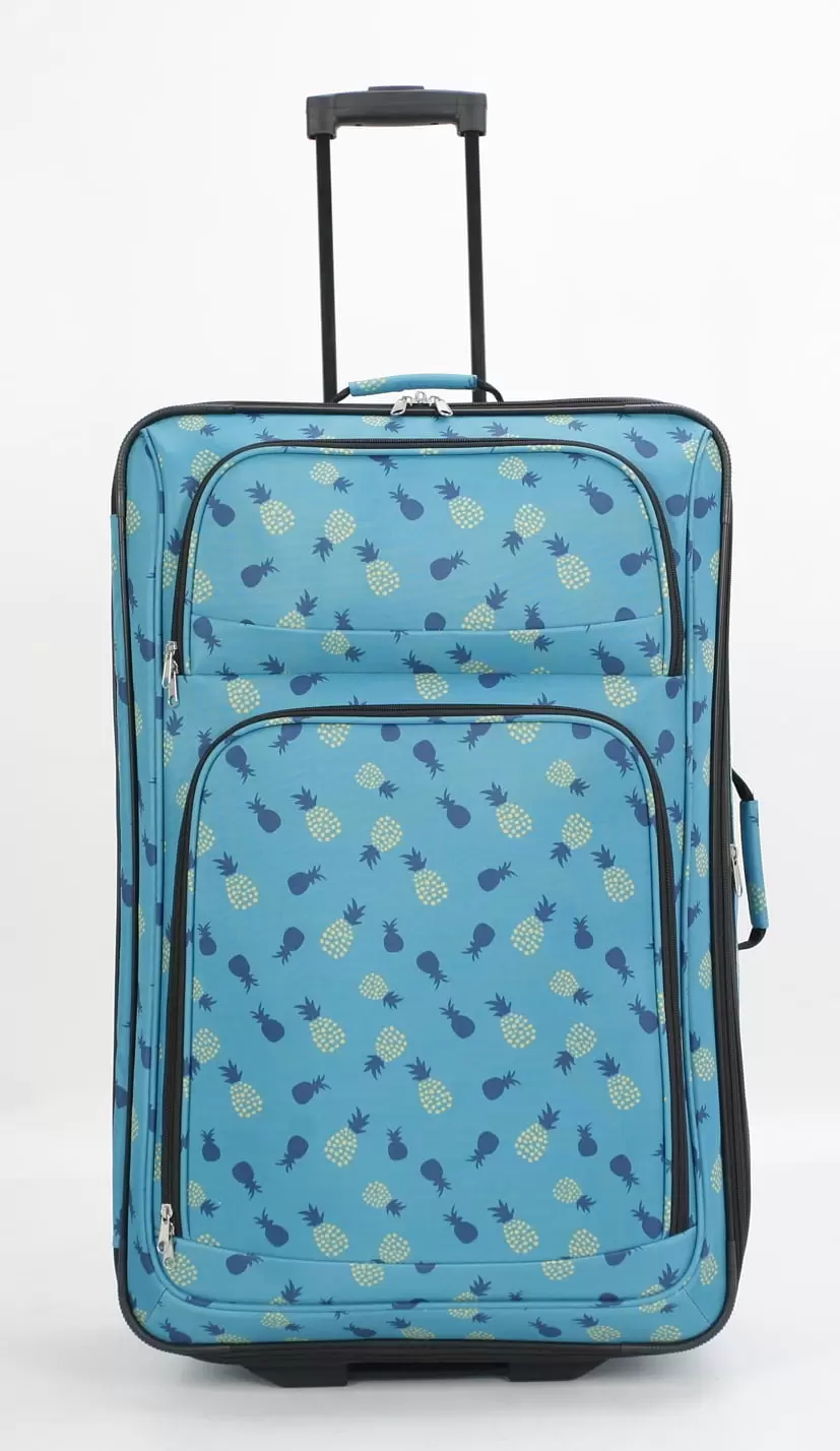 25 2-Wheel Upright Check Luggage. Hawaiian Pineapple Print