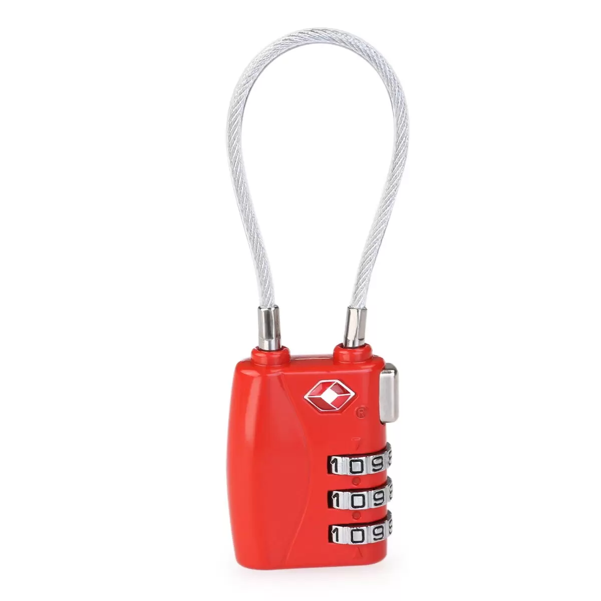 Portable TSA Approved Security Cable Luggage Lock 3-Digit Combination Password Lock Padlock (Red)