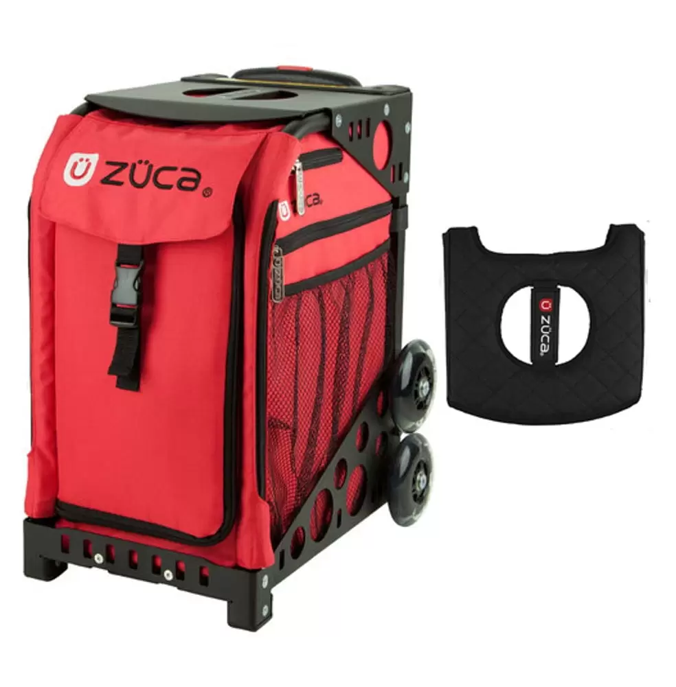 Zuca 18 Sport Bag - Chili with Non-Flashing Wheels & Black/Pink Seat Cover (Black Frame)