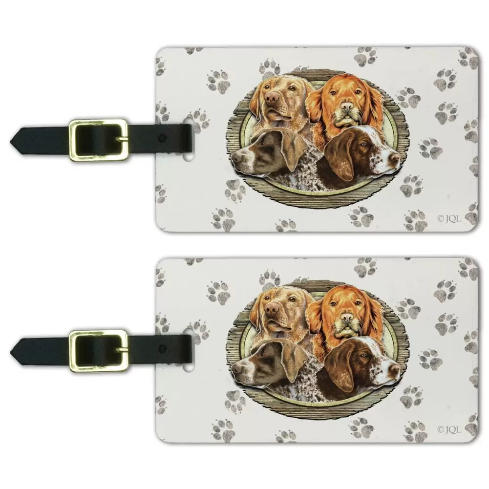 Hunting Dogs Oval Luggage ID Tags Suitcase Carry-On Cards - Set of 2