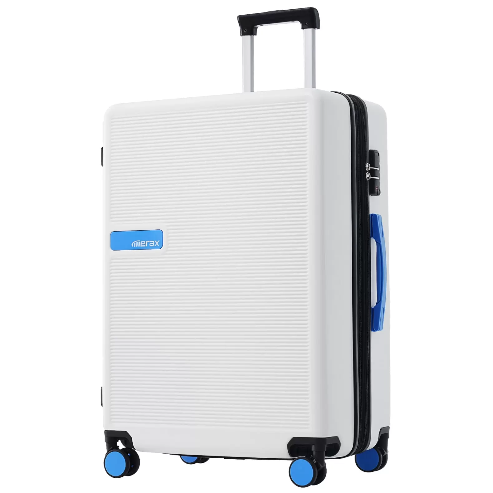 28inch Hardshell Luggage for Adults. Expandable Spinner Suitcase with TSA Lock for Travel. 1-Peice Lightweight Luggage Contrast Color. White