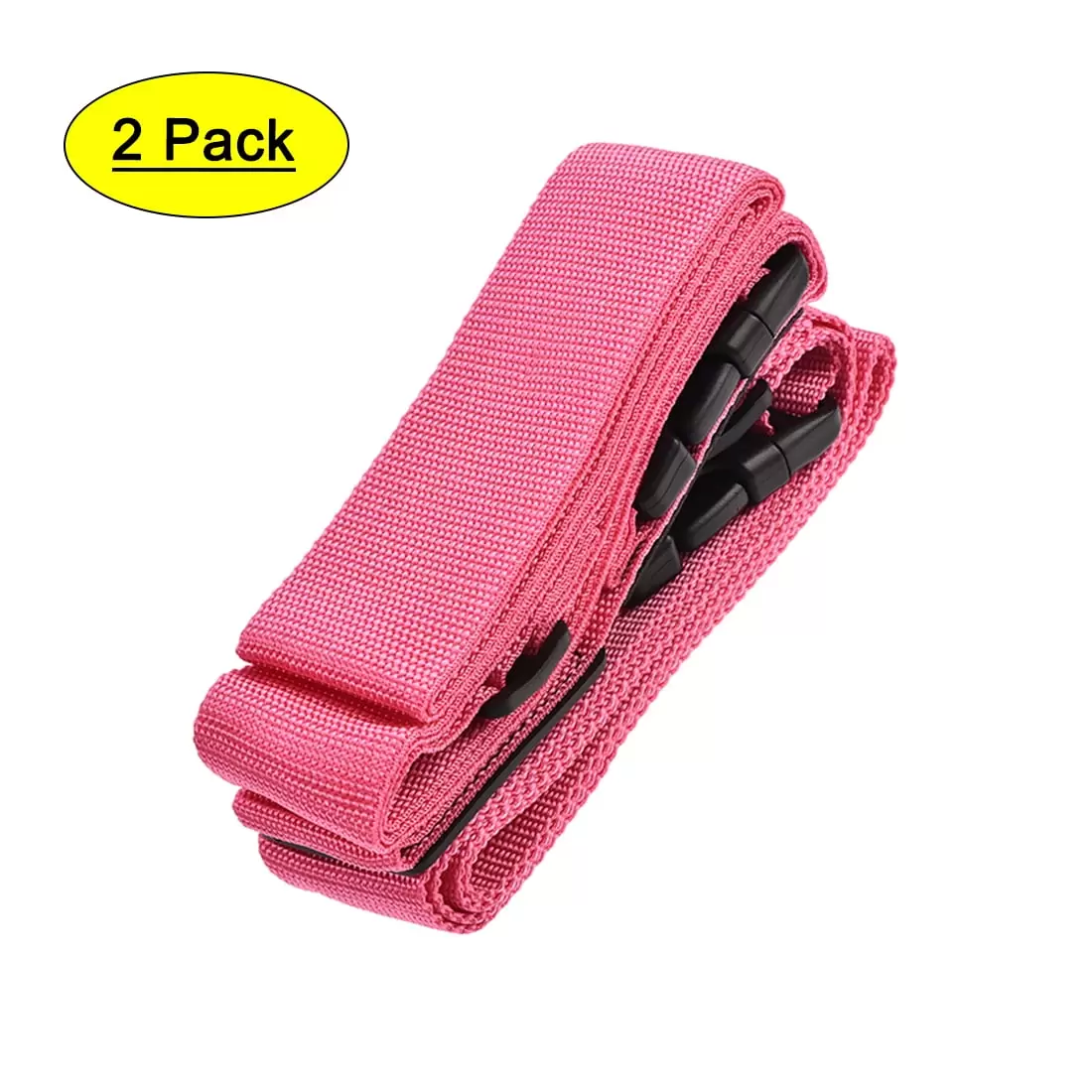 2Mx5cm Cross Adjustable PP Luggage Straps with 2 Buckles Rose Red. 2 Pack