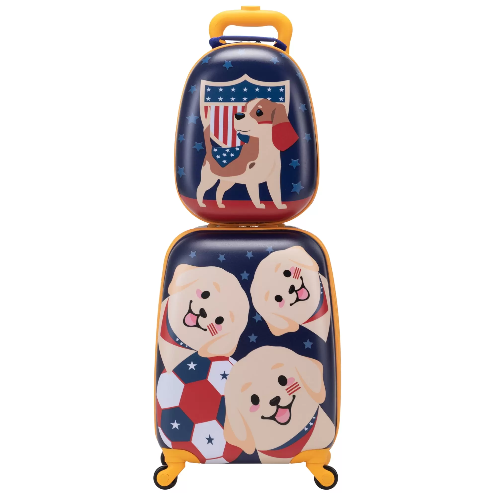 2PCS Kids Luggage Set with 16 Rolling Suitcase and 12 Backpack. Toddler Wheeled Carry On Luggage. Dog Style