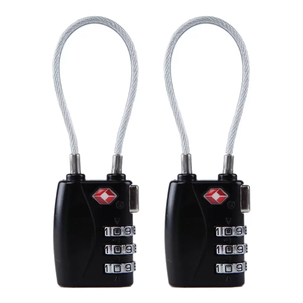 2PCS TSA719 Customs Lock Combination Lock Luggage Lock Three Bit Anti Theft(Black)