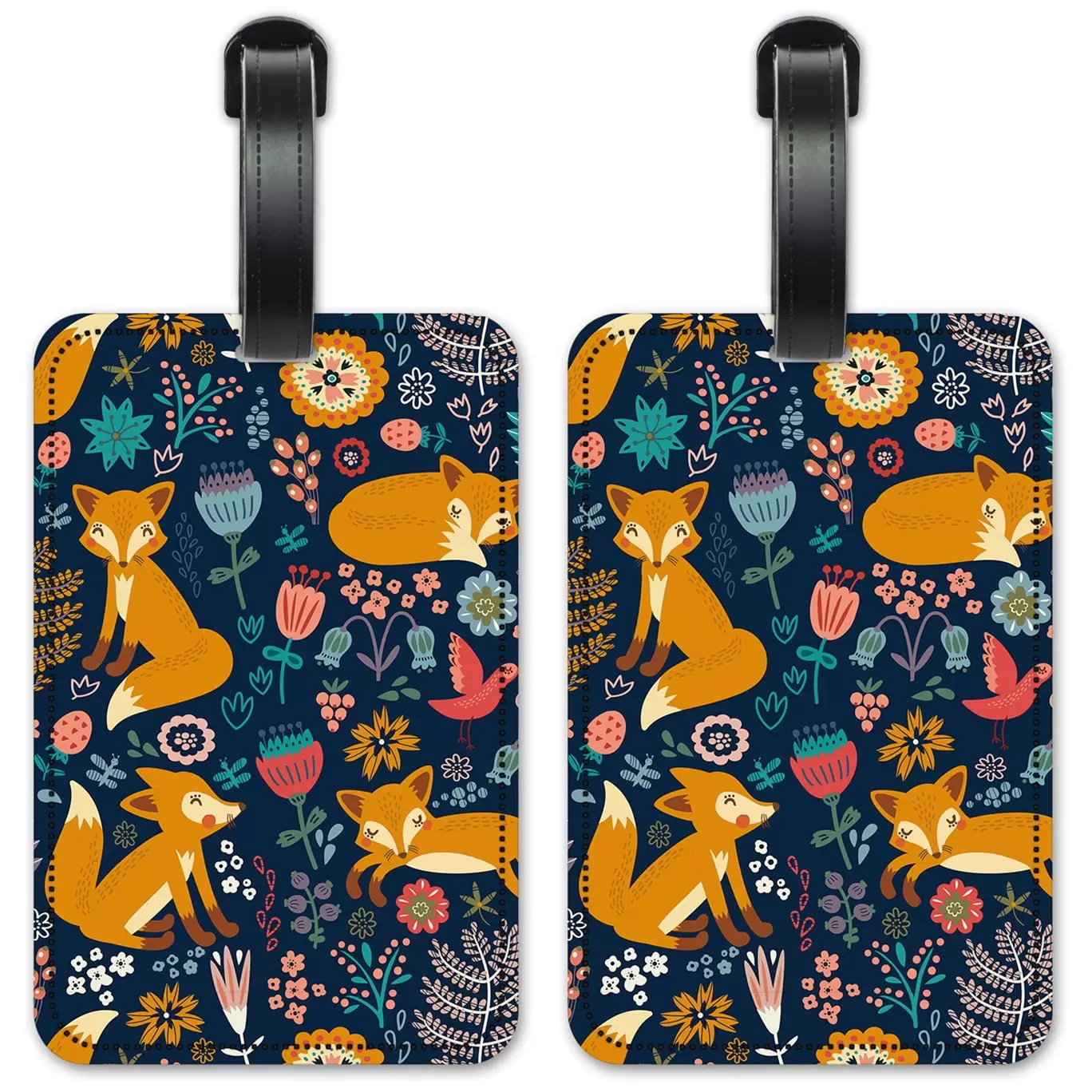 Foxes - Luggage ID Tags / Suitcase Identification Cards - Set of 2