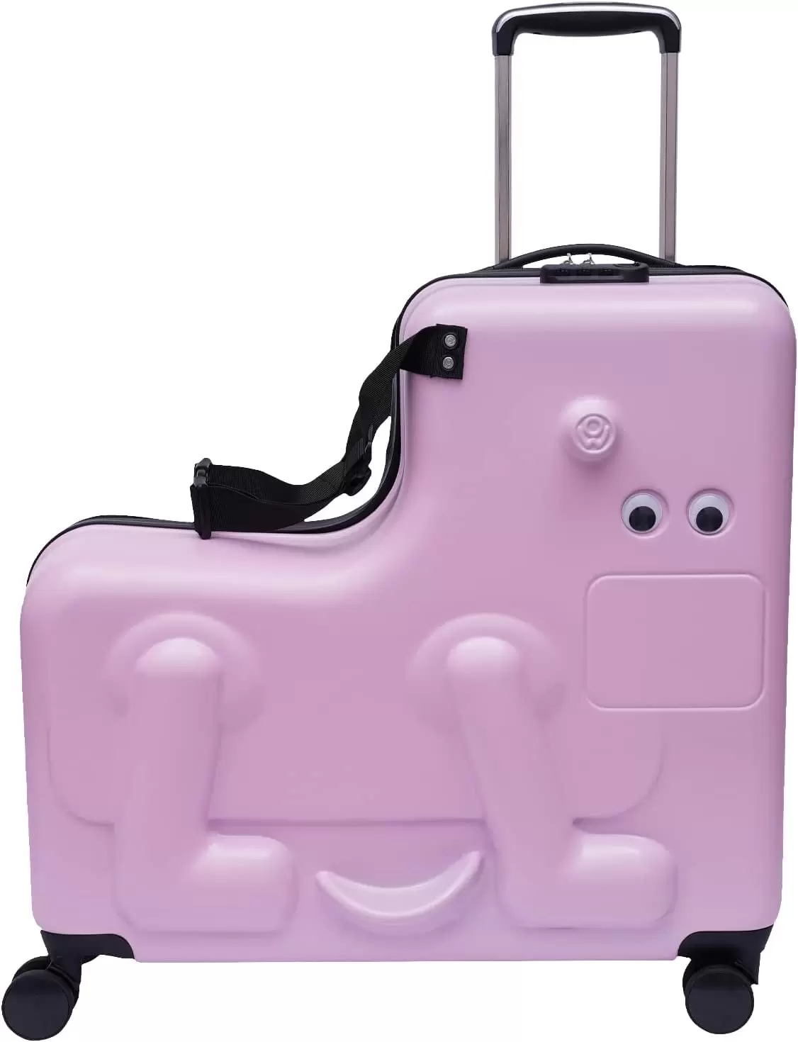 Fichiouy 24 Kid's Ride-on Travel Suitcase Travel Rolling Luggage with Wheels&Password Lock Pink