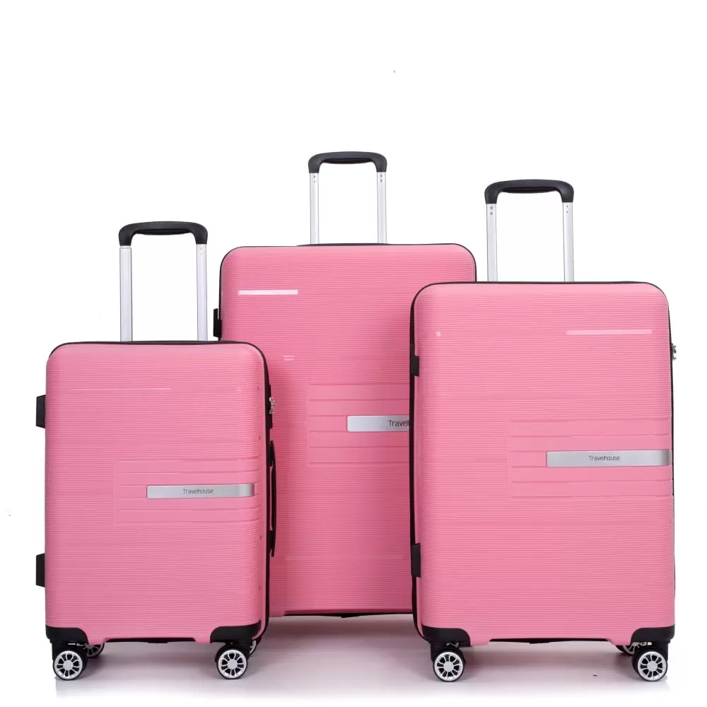 3 PCS Luggage Sets with Hooks. 20/24/28 Travel Suitcase with TSA Lock and 360?? Double Spinner Wheels. Lightweight Hardshell Suitcase Sets for Women Men Weekender. Pink