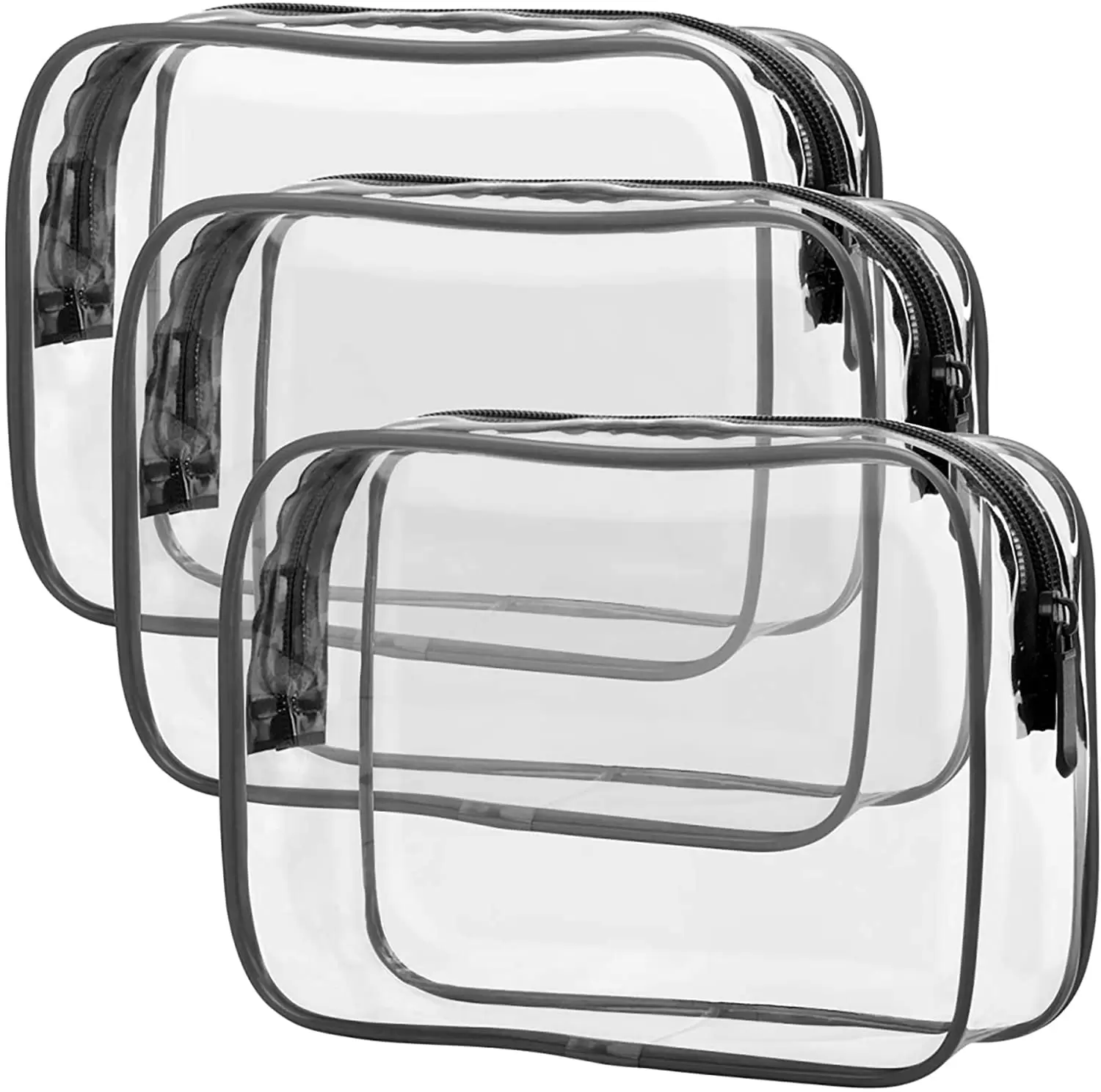 3 Pack Clear Toiletry Bag. TSA Approved Toiletry Bag Quart Size Bag. Travel Makeup Cosmetic Bag for Women Men. Carry on Airport Airline Compliant Bag