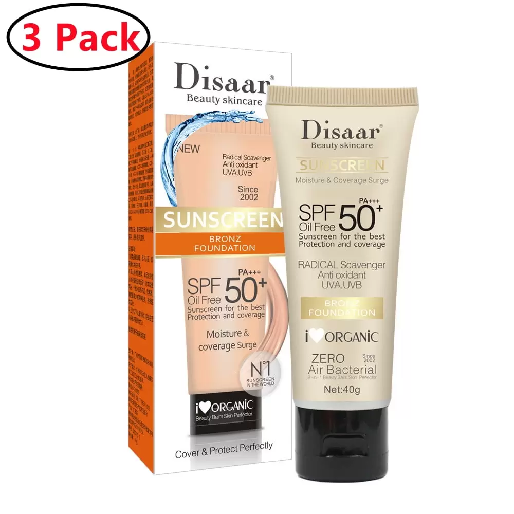 3 Pack UV Daily Moisturizer with SPF Tinted Face Sunscreen with Hyaluronic Acid. Broad Spectrum SPF 40 Face Sunscreen. Non greasy