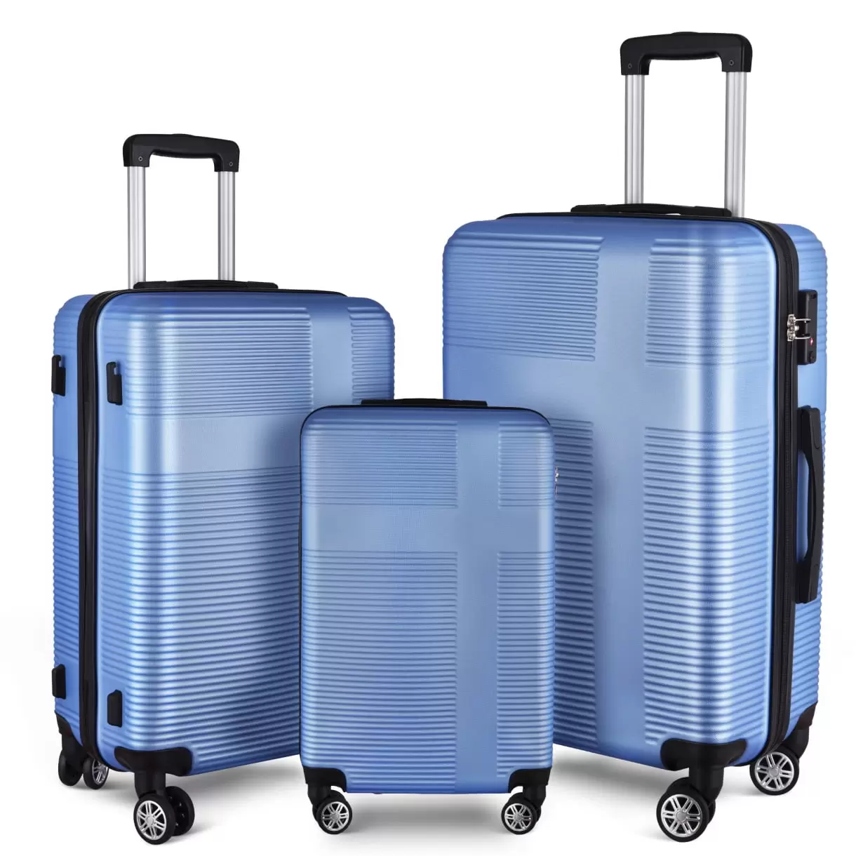 3 Peice Luggage Sets. 20 Inch 24 Inch 28 Inch Hardshell Suitcases with TSA Lock ABS. Spinner Wheels Cross Stripe Carry-on Luggage for Women Men