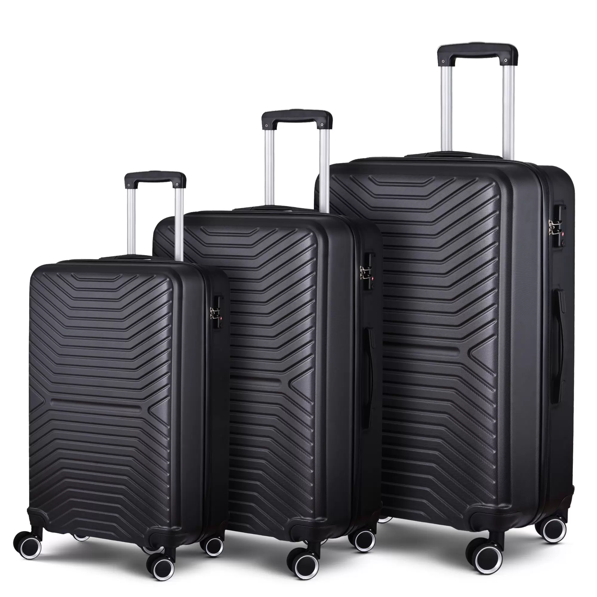 3 Piece Expandable Hardshell Travel Luggage Sets 8 Spinner Wheel Suitcase Wheels TSA Lock Suit Case. Lightweight 8 wheels Upright Suitcase. 20/24/28 Inch Carry on