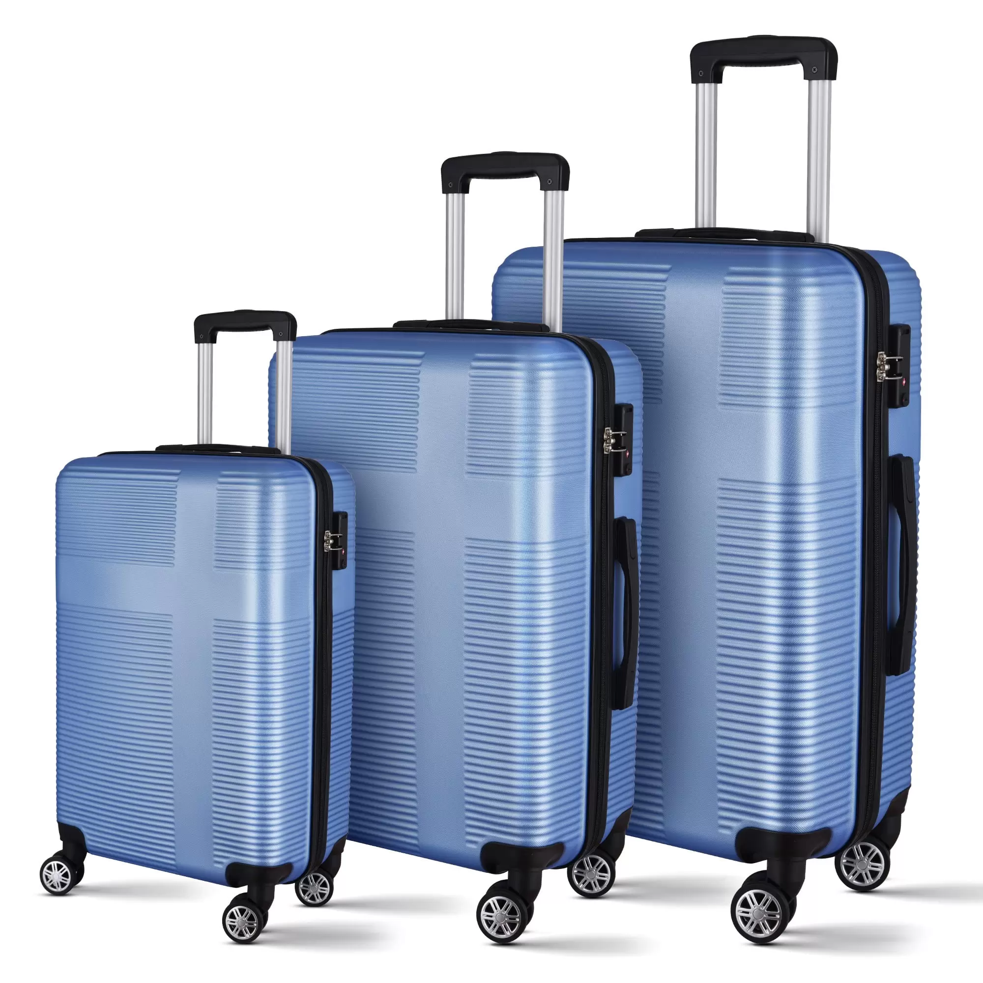 3 Piece Expandable Hardshell Travel Luggage Sets with Hooks 8 Spinner Wheel Suitcase Wheels TSA Lock Suit Case. Lightweight 8 wheels Upright Suitcase. 20/24/28 Inch