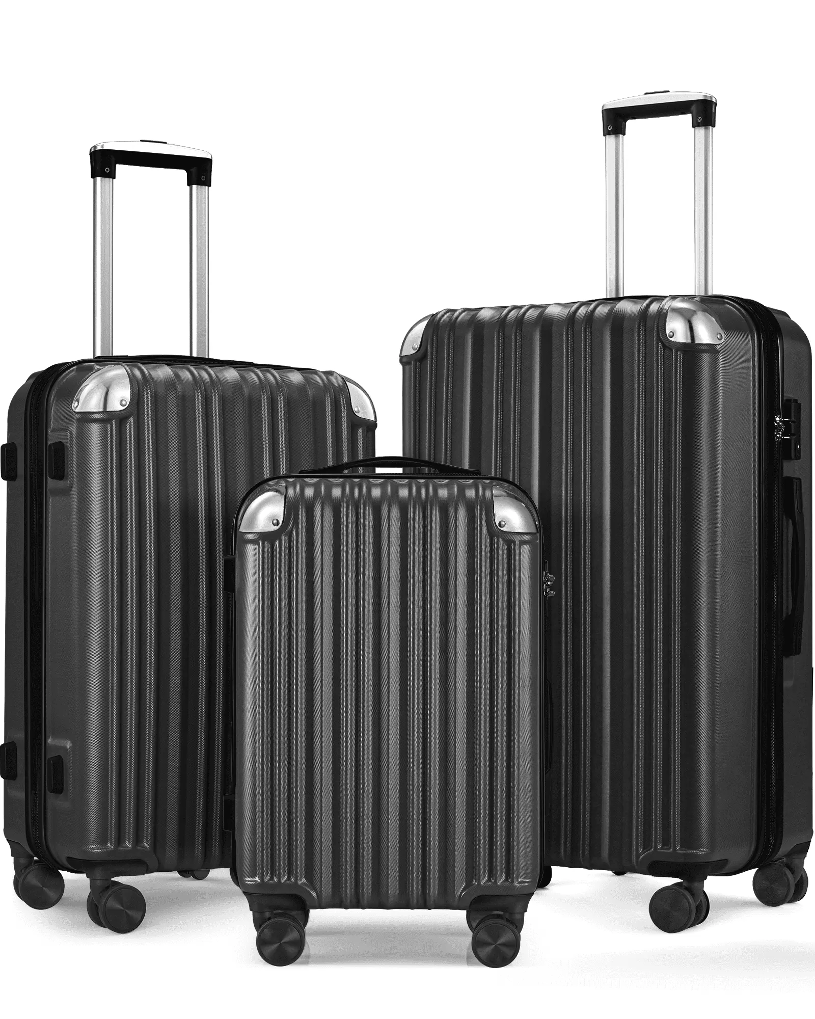 3-Piece Expandable Luggage Sets. ABS Spinner Suitcase Set with TSA Lock . Black