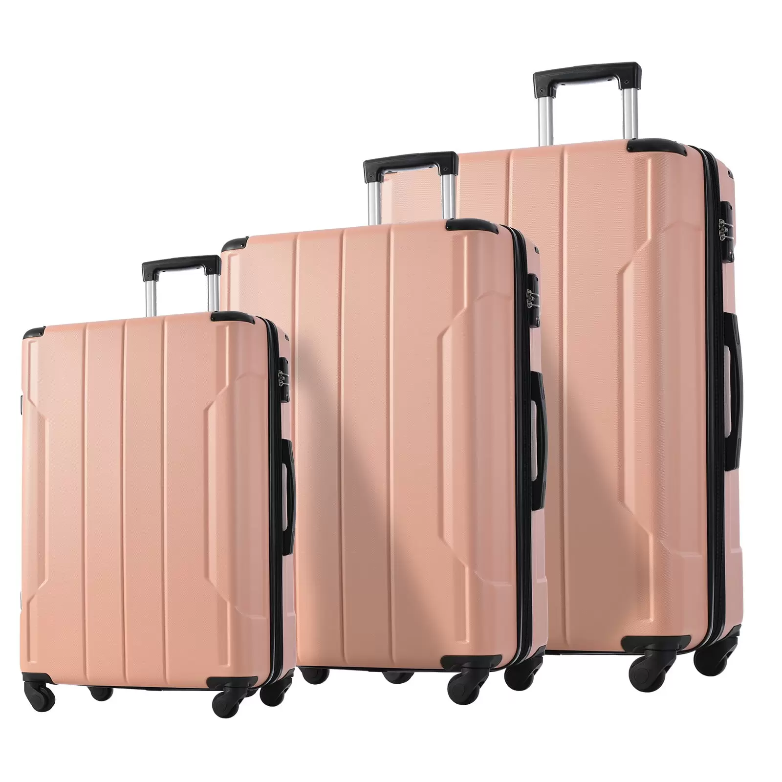 3 Piece Expandable Scratch-Resistant Hardshell Travel Luggage Sets 4 Spinner Wheel Suitcase Wheels TSA Lock Suit Case. Lightweight 4 wheels Upright Suitcase. 20/24/28 Inch