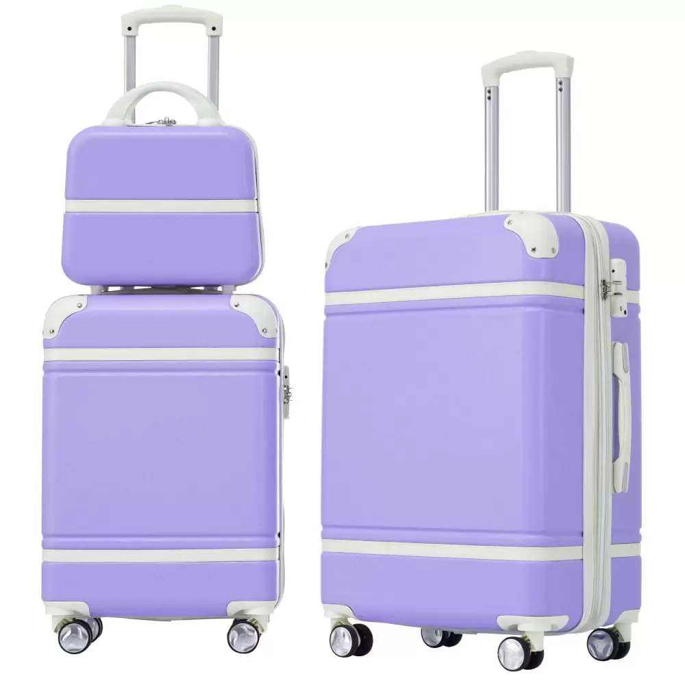 3 Piece Hardshell Luggage Set. 20+28 Lightweight Luggages and Cosmetic Case Spinner Suitcase with TSA Lock