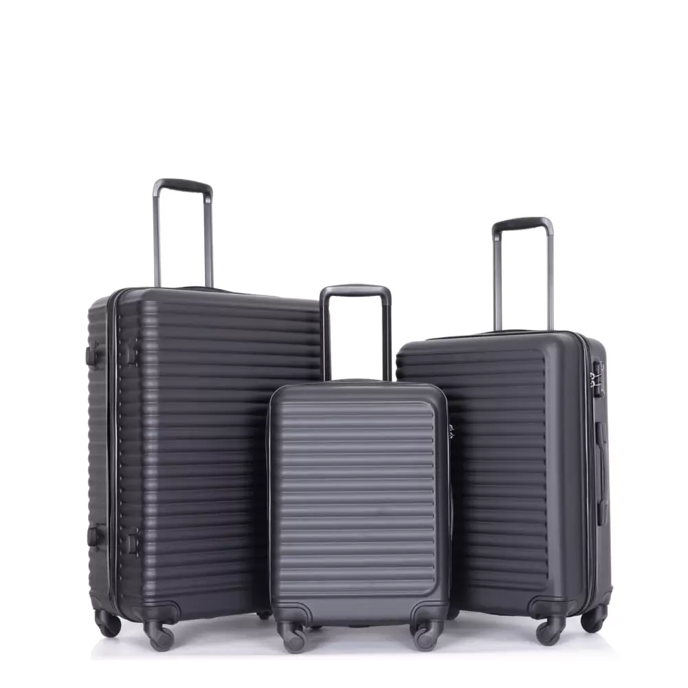 3 Piece Hardshell Luggage Set. Lightweight Suitcase with 2 Hooks. 360 Degree Spinner Wheels and TSA Lock