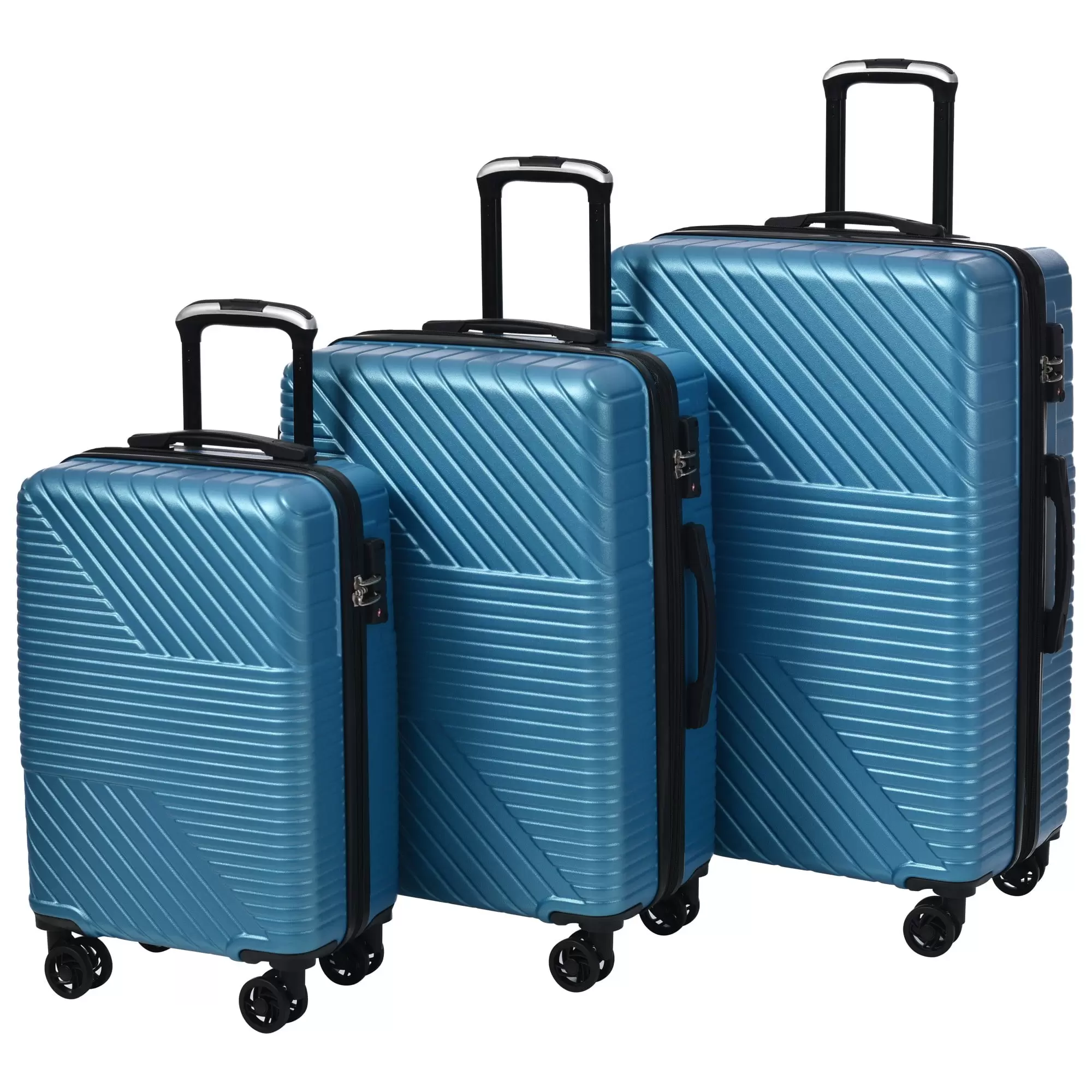 3 Piece Hardside Expandable Hardshell Travel Luggage Sets 8 Spinner Wheel Suitcase Double Wheels TSA Lock Suit Case. Lightweight 8 wheels Upright Suitcase. 20/24/28 Inch