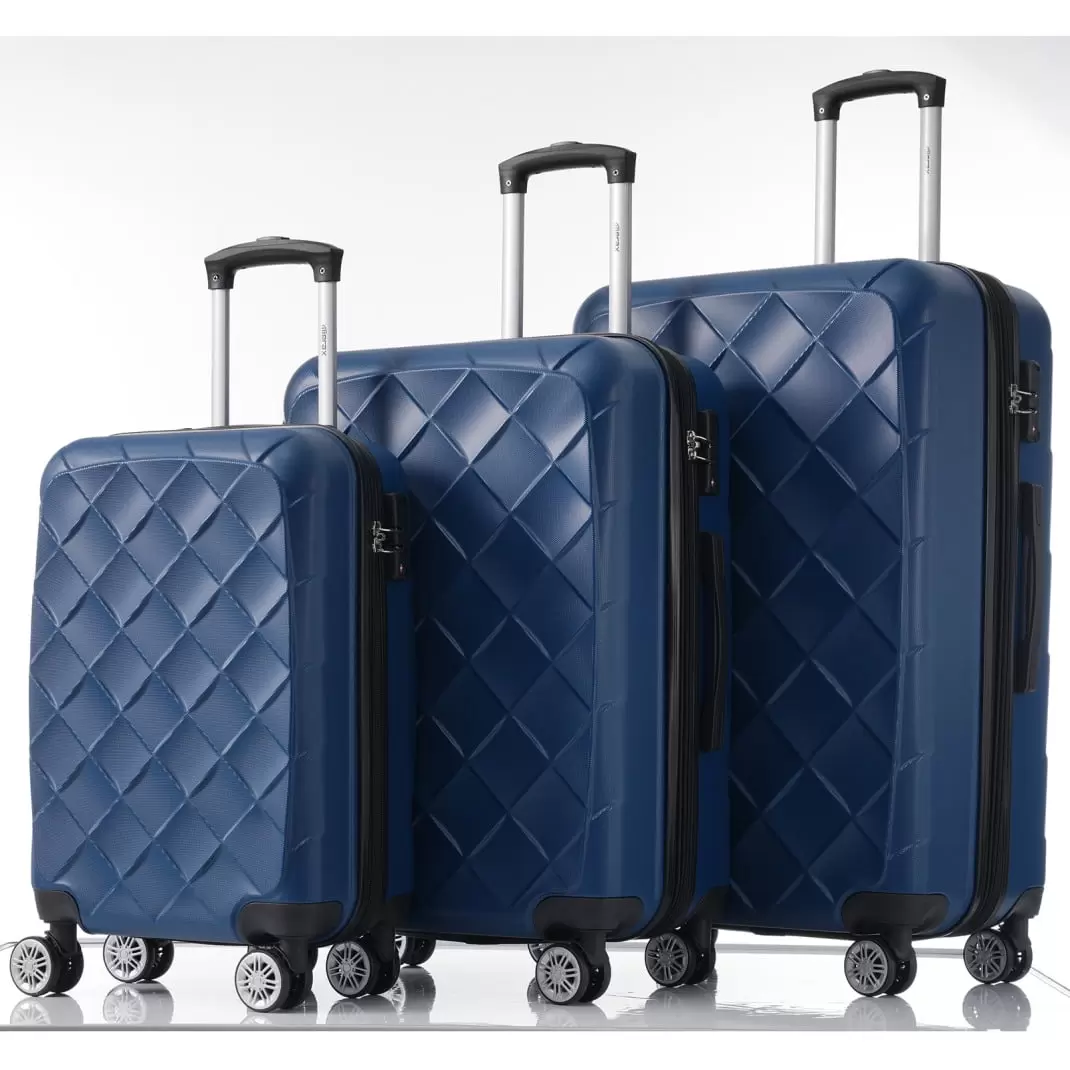 3 Piece Lightweight Expandable Travel Luggage with ABS Hard Shell. Durable Suitcase Sets with TSA Lock. Travel Trolley Case Set with Spinner Wheels for Traveling. 20/24/28.Blue