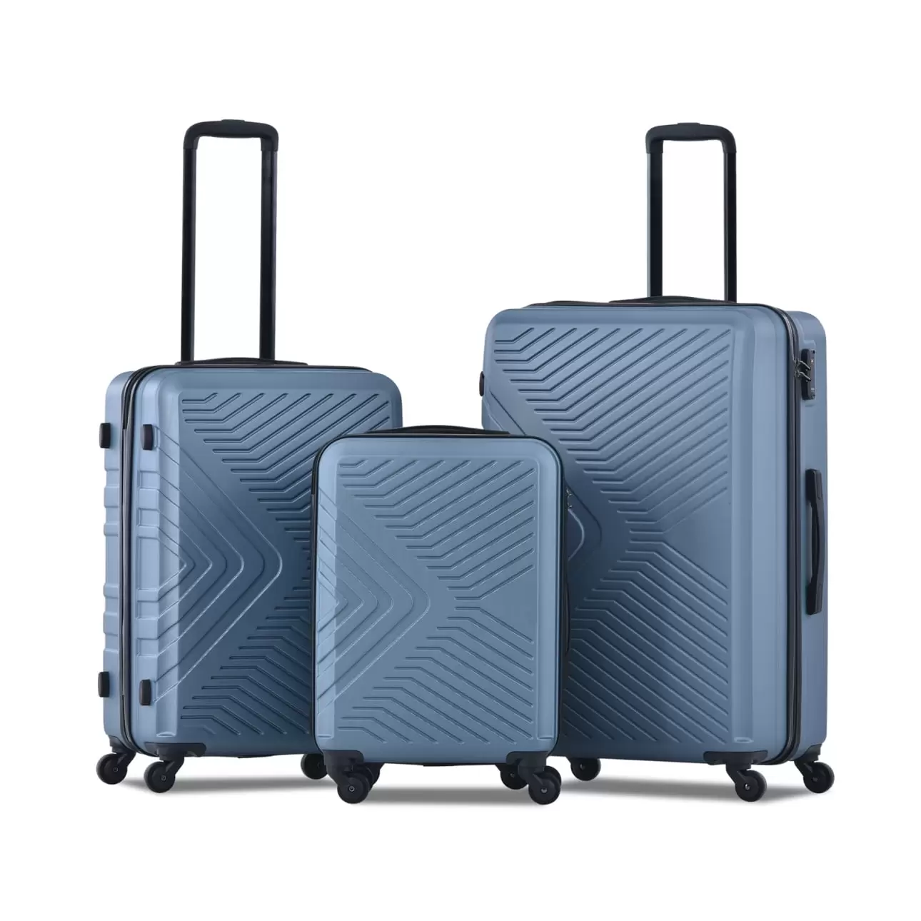 3 Piece Lightweight Suitcase with TSA Lock. ABS Roller Luggage Sets with Spinner Wheels. 20 Inch. 24 Inch. 28 Inch Hardshell Carry On Luggage Set for Adults. Men. Women. Blue