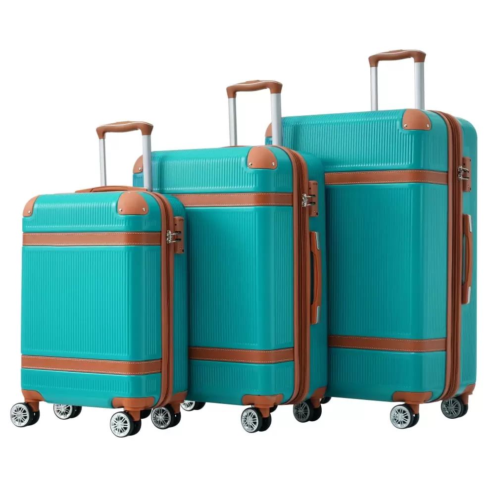 3 Piece Luggage Set. Travel Suitcase with 8 Spinner Wheels. Lock Collision-Protection Angle Rolling Travel Luggage