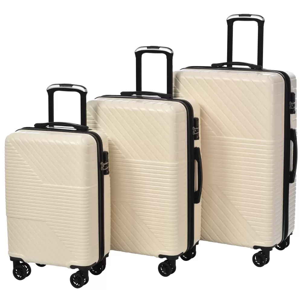 3 Piece Luggage Set. Travel Suitcase with Double Spinner 8 Wheels and TSA Lock. 20 24 28 3 Sizes Silent Running Lightweight Hardshell Suitcase