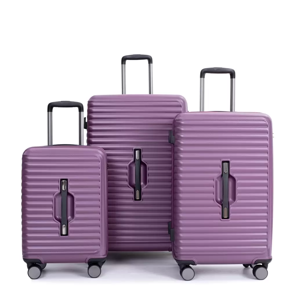 3 Piece Luggage Set with TSA Lock. Lightweight Suitcase with 2 Hooks and 360 Degree Double Spinner Wheels