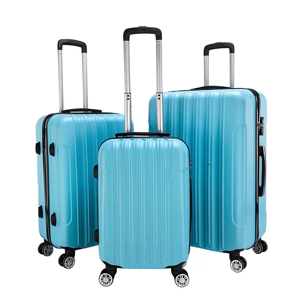 3 Piece Luggage Sets ABS Hardshell Hardside TSA Lock Lightweight Durable Spinner Wheels Suitcase 20 24 28. Blue