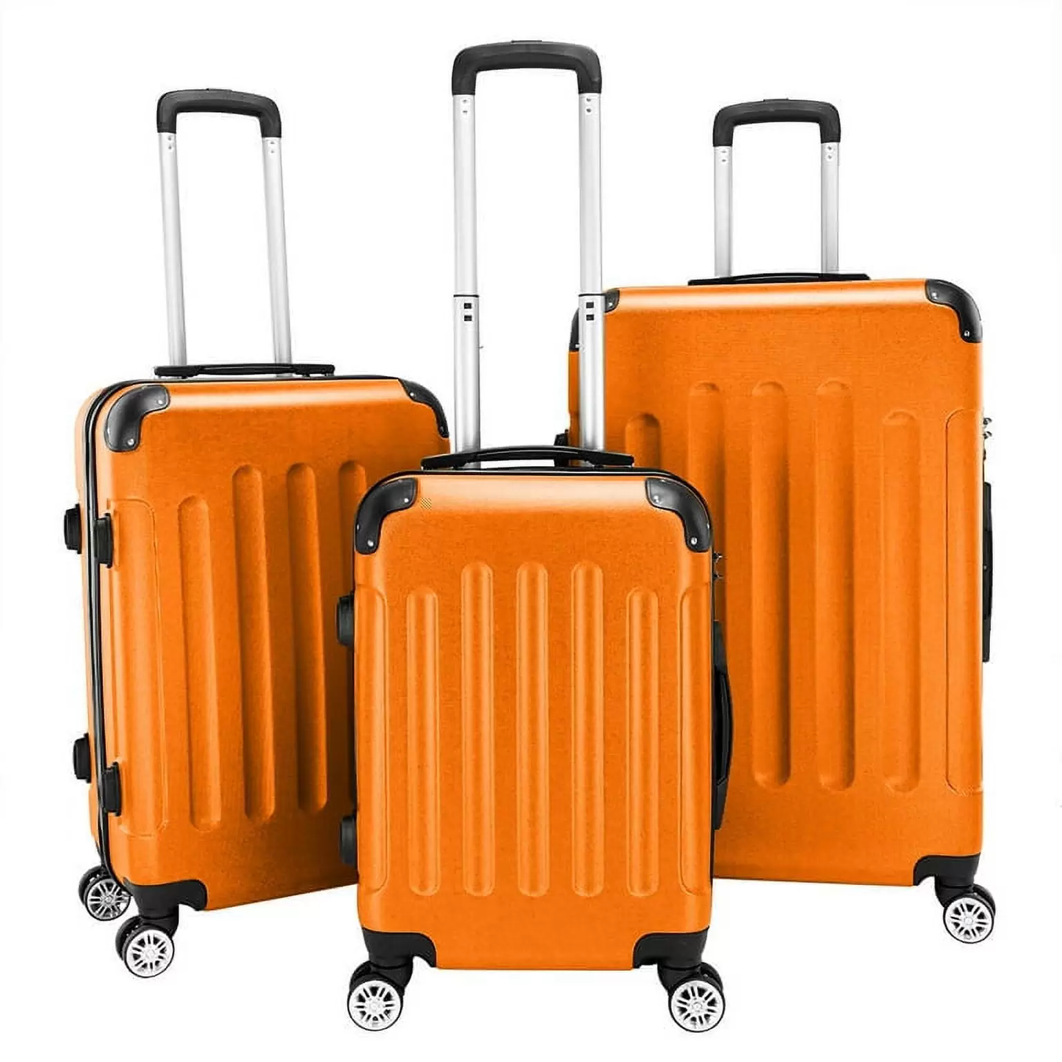 3 Piece Luggage Sets ABS Hardshell Hardside TSA Lock Lightweight Durable Spinner Wheels Suitcase 20/24/28.Orange.38264585