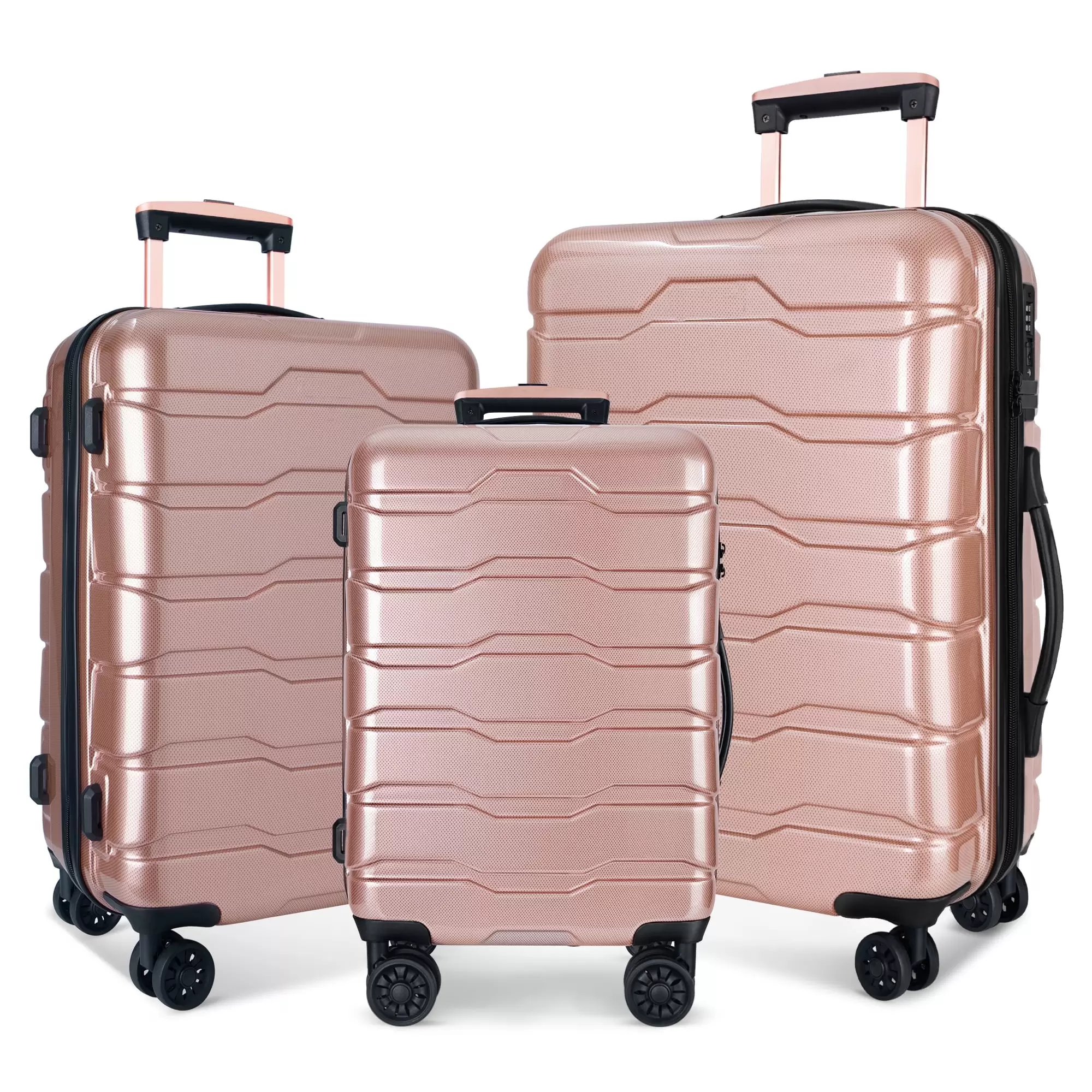 3 Piece Luggage Sets Clearance Hardshell Luggage Suitcase Set with Spinner Wheels TSA Lock for College Travel Business. 202428. Rose Gold