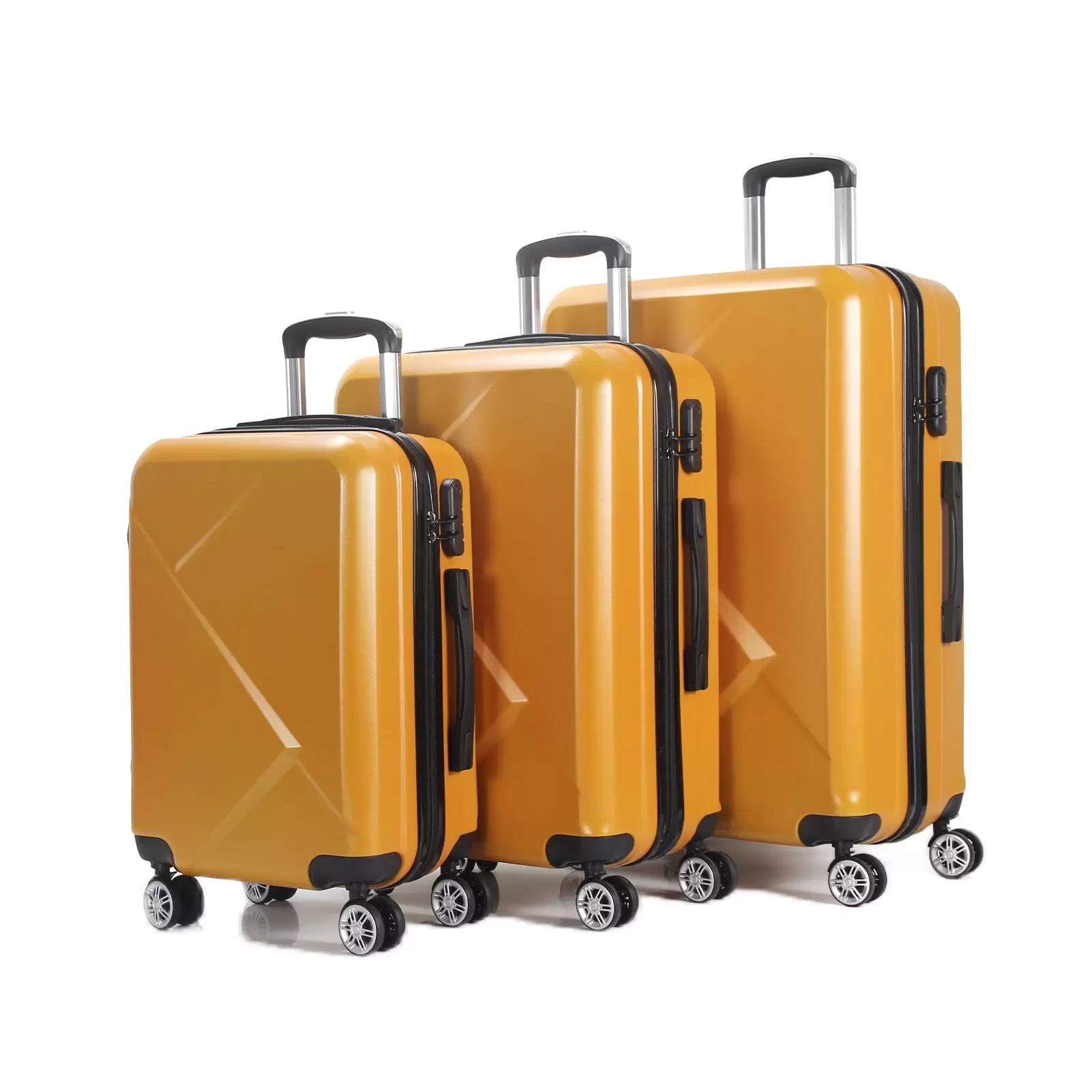 3 Piece Luggage Sets Expandable ABS Hardshell Hardside Lightweight Durable Spinner Wheels Suitcase(20/24/28). (Orange)