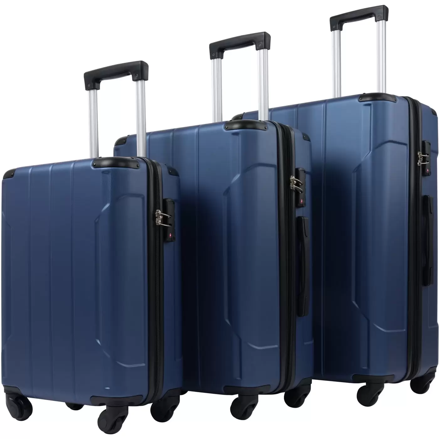 3 Piece Luggage Sets. Expandable ABS Spinner Suitcase with TSA Lock 20 inch 24 inch 28 inch. Blue