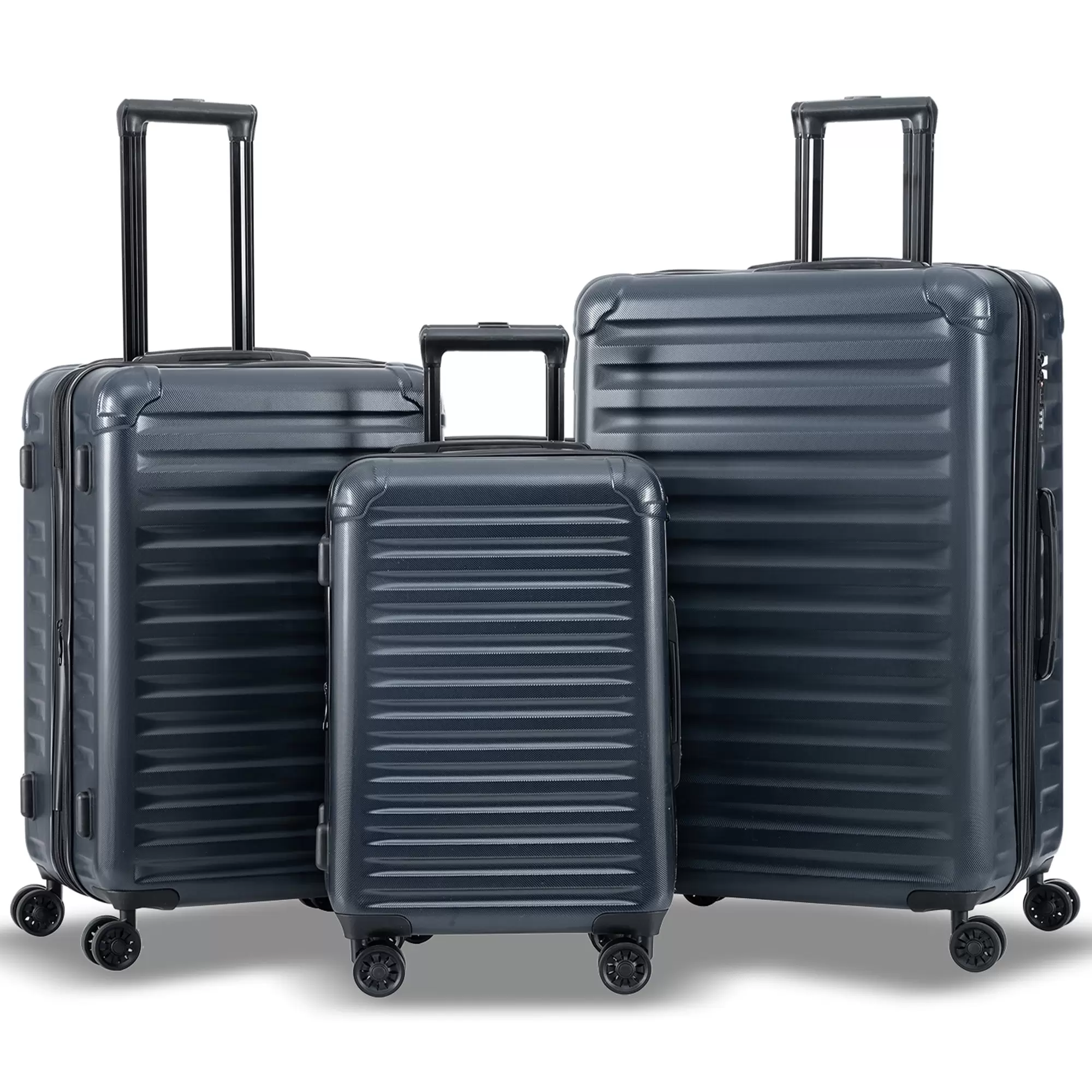 3 Piece Luggage Sets. Hard Shell Luggage Suitcase Set with Spinner Wheels and TSA Lock. Carry-on Checked Luggage Set for Travel Trips Business. 22in. 24in. 28in. Black