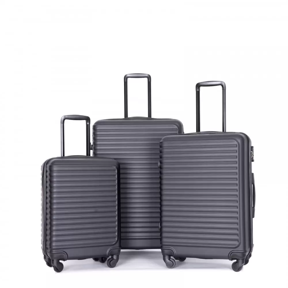 3-Piece Luggage Sets. Lightweight Travel Suitcase with Pull Handle and Spinner Wheels. TSA Locking Luggages with 20 Inch. 24 Inch and 28 Inch Sizes. Black