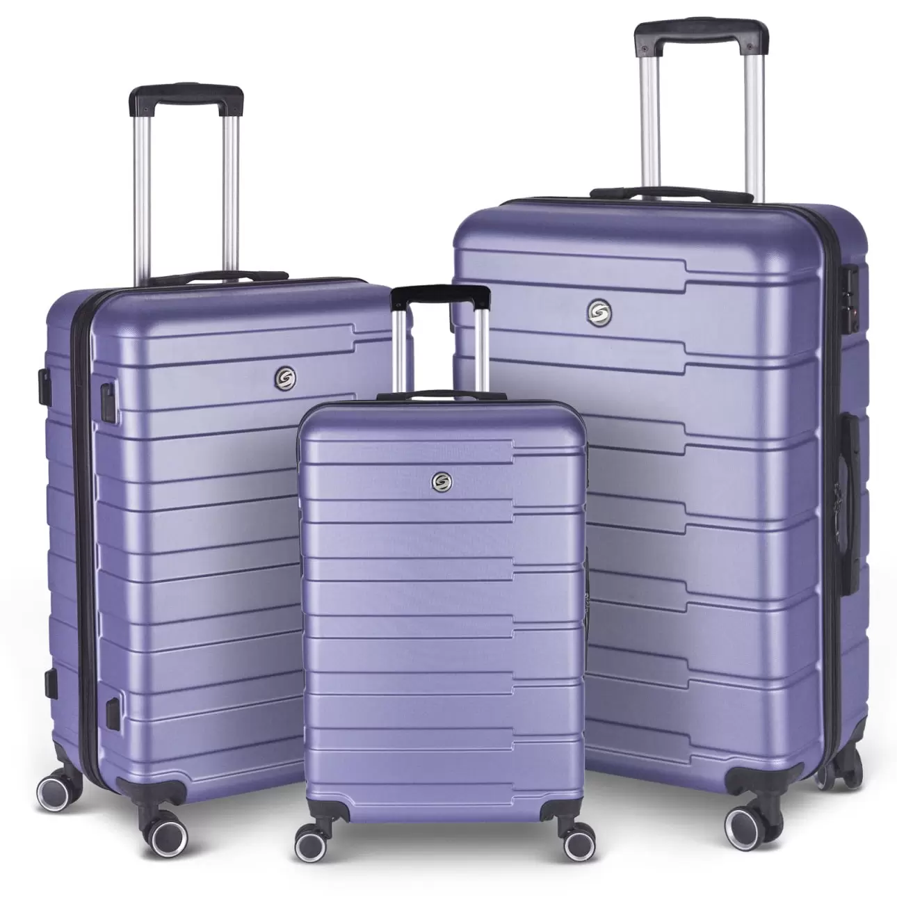 3 Piece Sets Luggage Travel Suitcase with TSA Lock. 20/24/28Hardside Carry-on Luggage with Spinner Wheels. Lavender purple