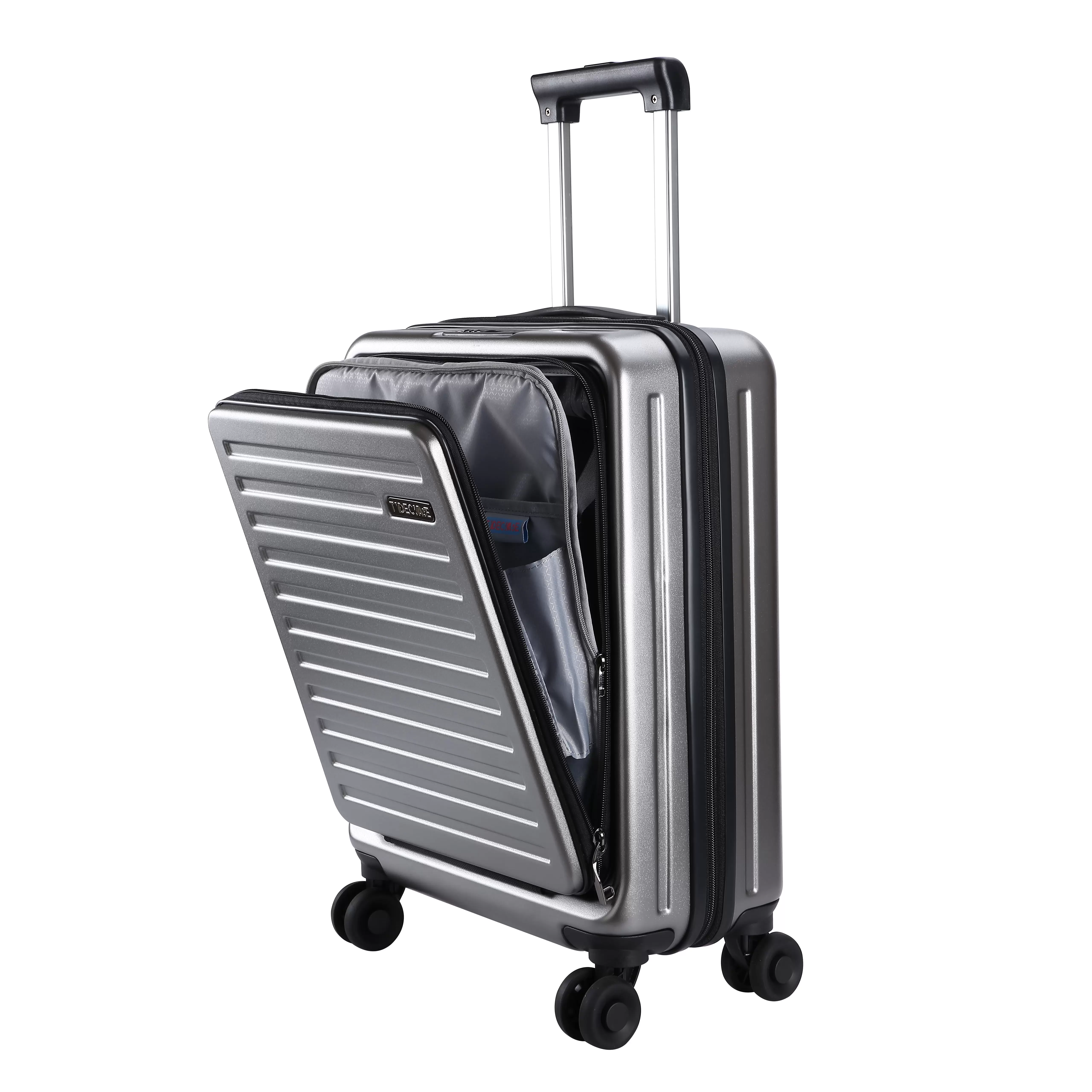 TydeCkare 20 Carry On Luggage with Front Pocket & Expandable. Lightweight ABS+PC Hardshell Suitcase with TSA Lock & Spinner Wheels. Gray