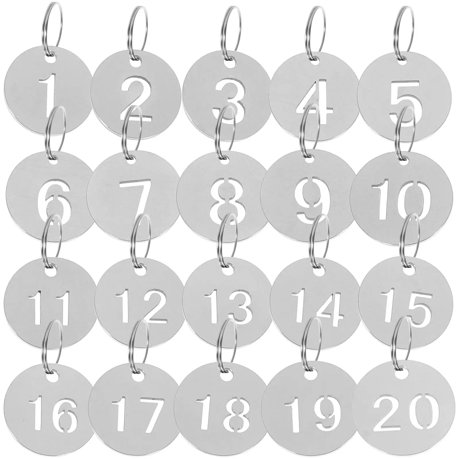 20pcs Stainless Steel Numbered 1-20 Tags Key Tags Stainless Steel ID Tags Luggage Tags