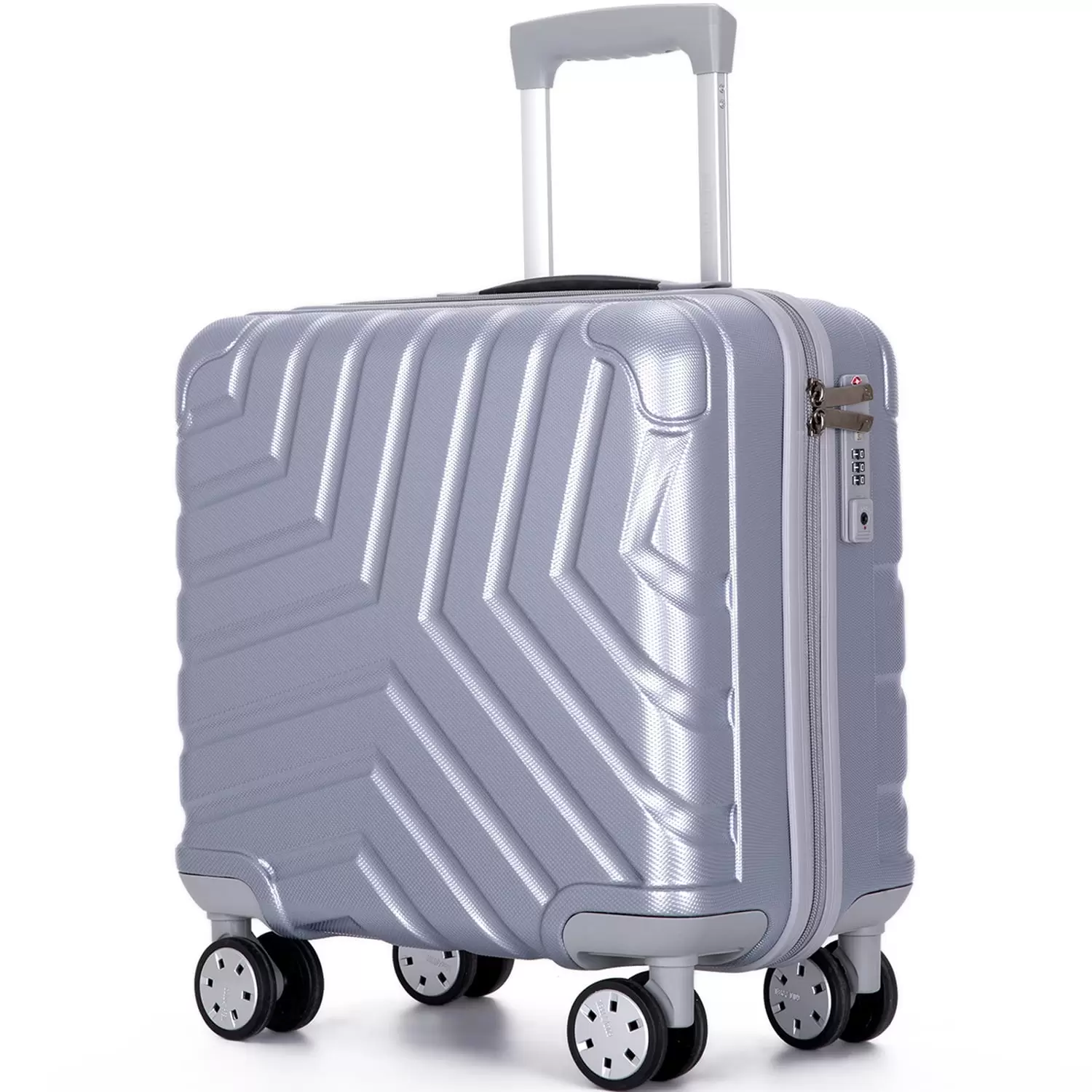 16 Hard Case Luggage. PC Spinner Suitcase Travelling with TSA Lock and Silent Wheels for Travel Trips Business. Computer Case Travel Suitcase Bags for Men Women Boys Girls Kids. Silver