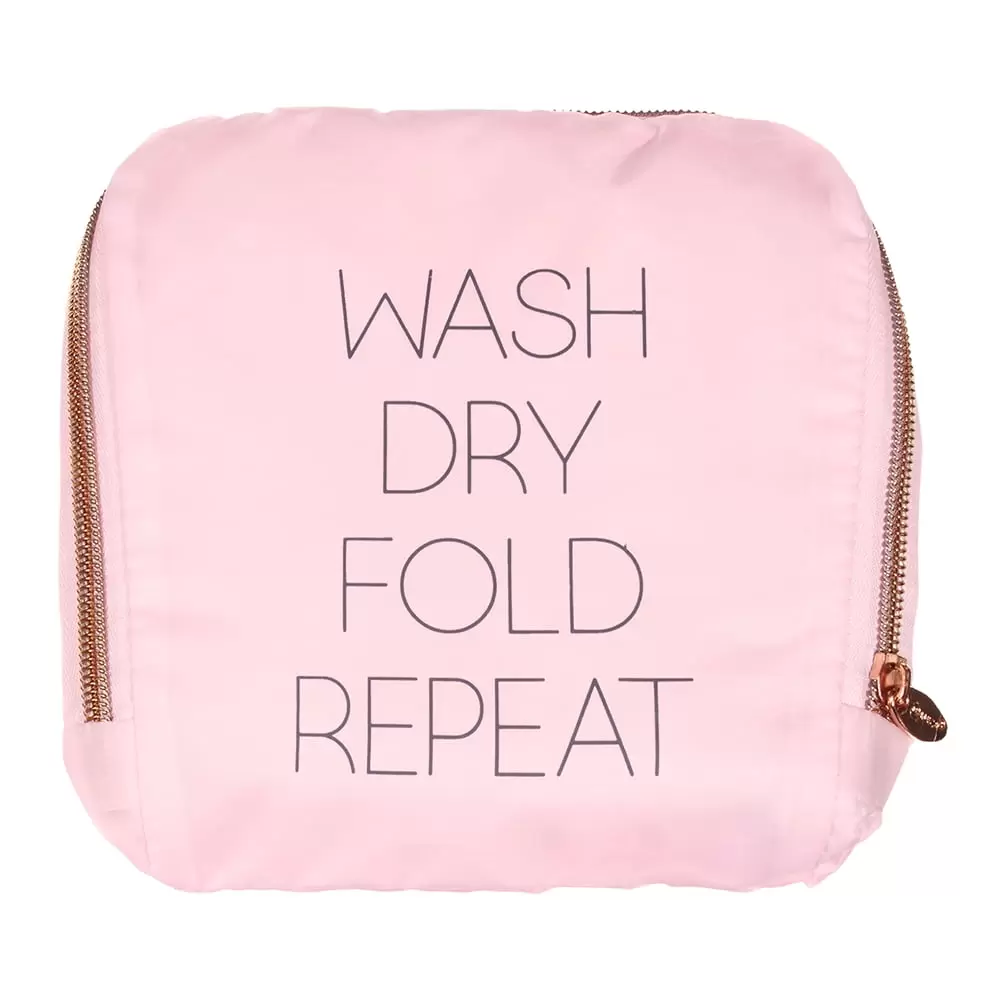 Miamica Pink Wash. Dry. Fold. Repeat Travel Expandable Laundry Bag