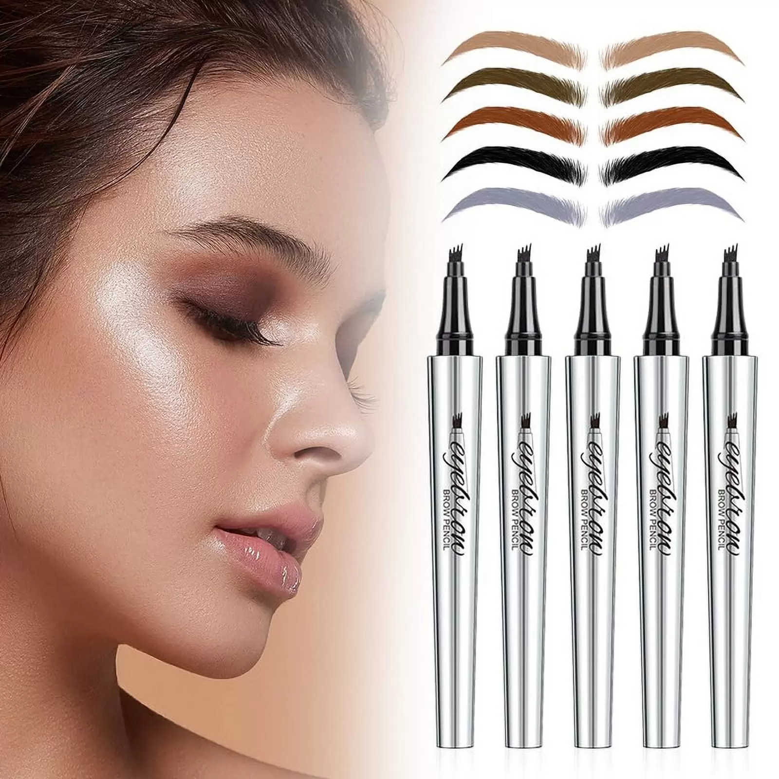 3D Waterproof Microblading Eyebrow Pen. 4 Tip Tattoo Pencil Creates Natural Looking Brows Effortlessly. Waterproof Makeup Fine Stroke Microblading Eyebrow Pencil Creates Natural (5 pcs)