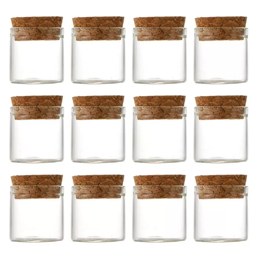 12pcs Empty Mini Bottle with Cork Stopper 10ml Glass Jars idea for Wedding Small 12ml