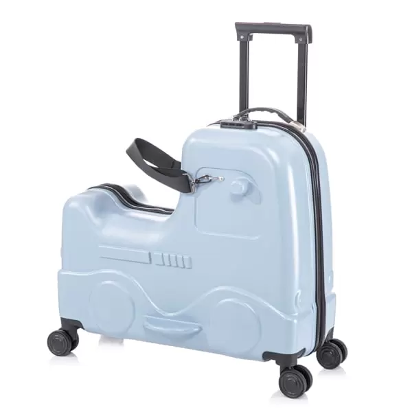 Fithood 22 Inch Kid's Ride on Suitcase Children's Trolley Luggage Carry-On Luggage with Spinner Wheels LockSafty BeltTelescoping Handle Blue